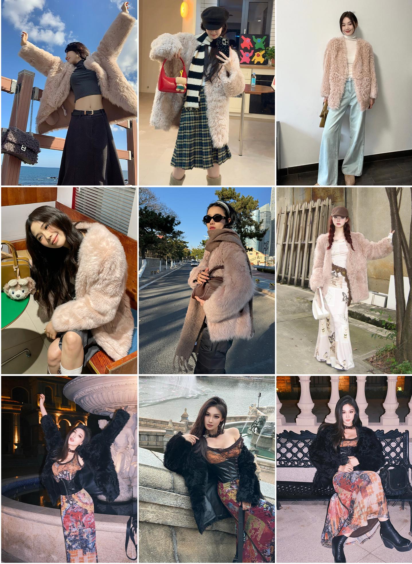 Fireladyfur Women's Tuscan Sheepskin Winter Coat“Peach Oolong”