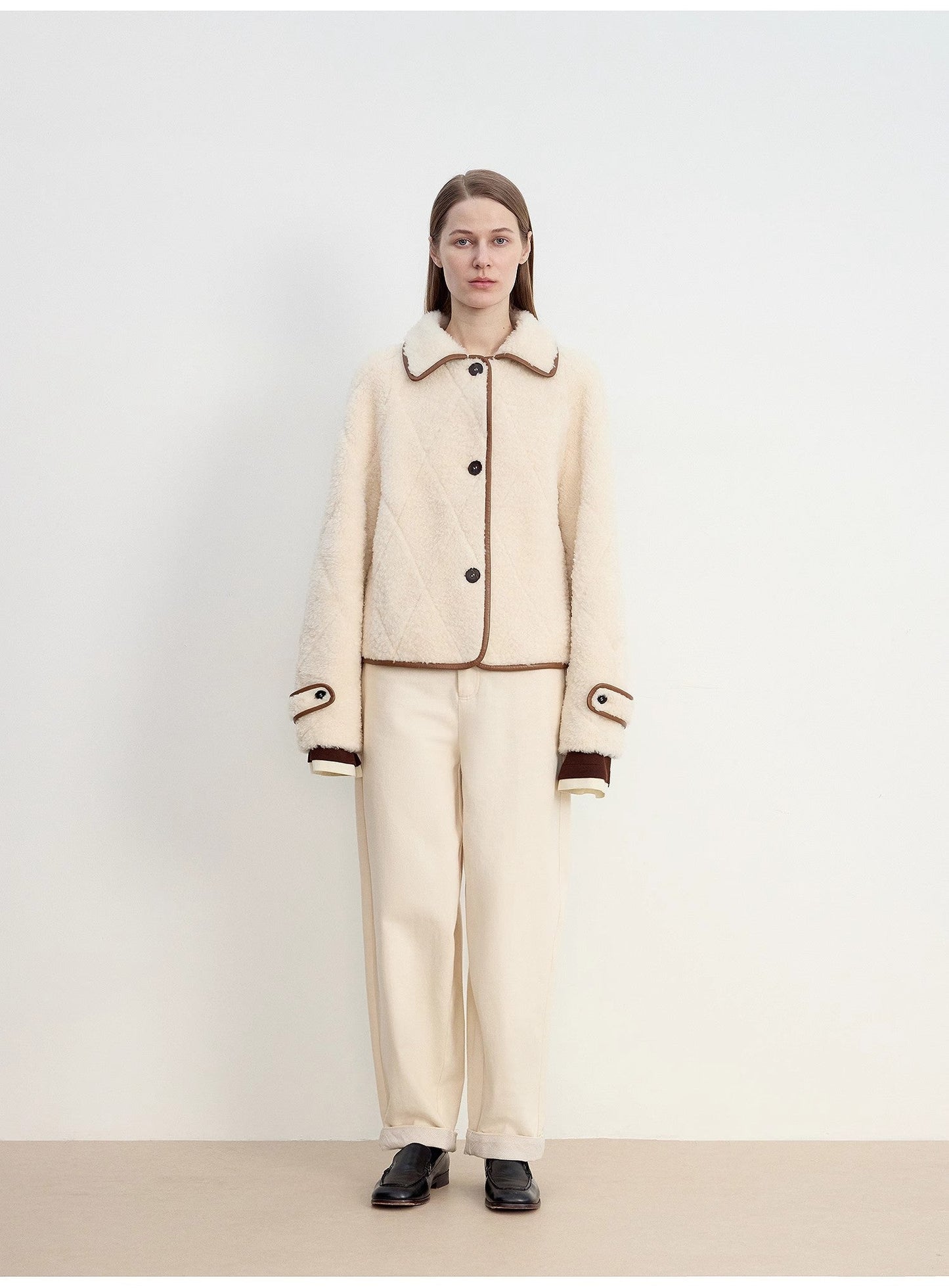 "Modern Milk Cafe" Imported Hill Fur Merino Sheepskin Fur Jacket