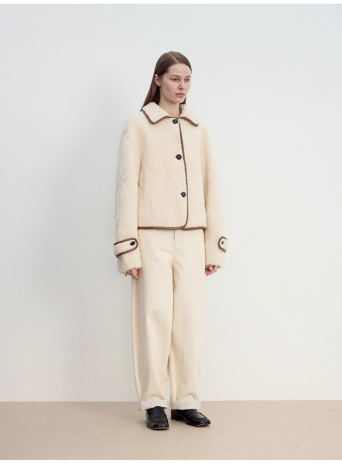 "Modern Milk Cafe" Imported Hill Fur Merino Sheepskin Fur Jacket