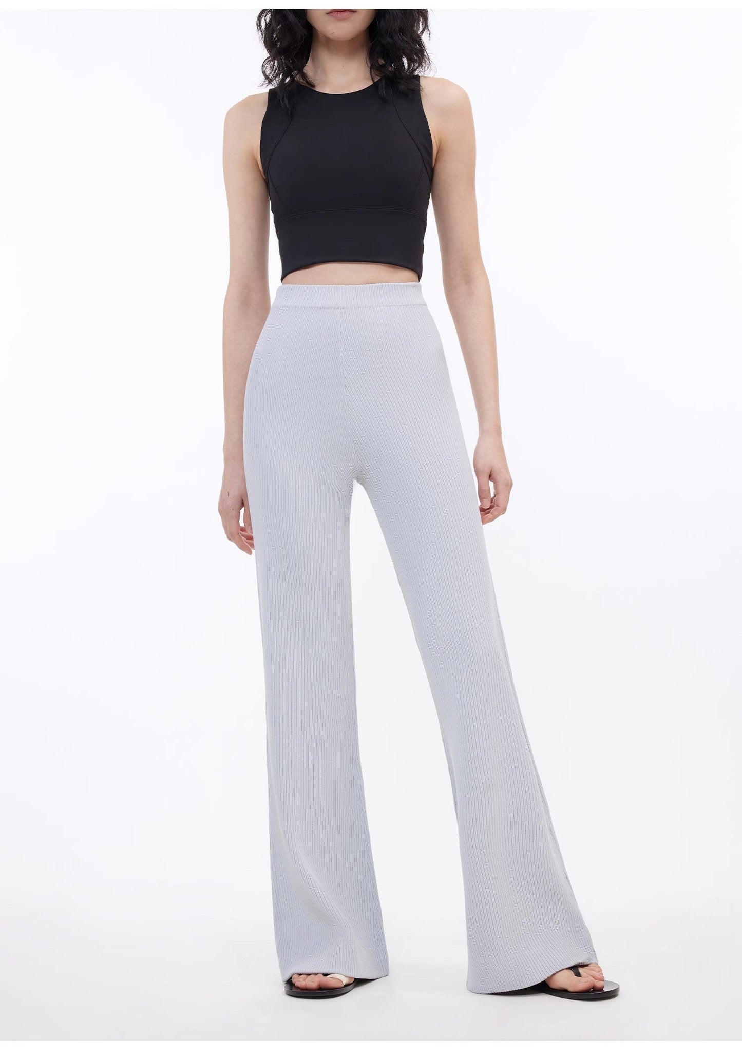 Knitted Bootcut Trousers, Glutinous Rice Trousers, Pit Striped Casual Trousers