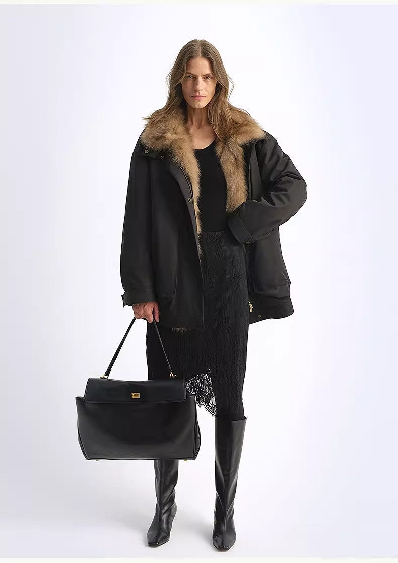 Firelady Fur Women's Parka | Detachable Fox Fur Collar | 90% White Goose Down Fill