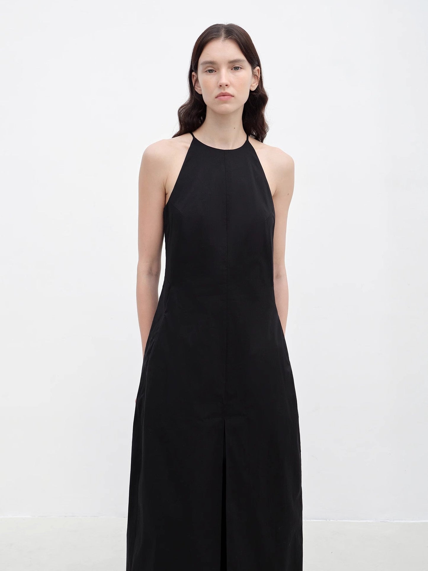 Halterneck Waist-Cinching Cocoon Dress