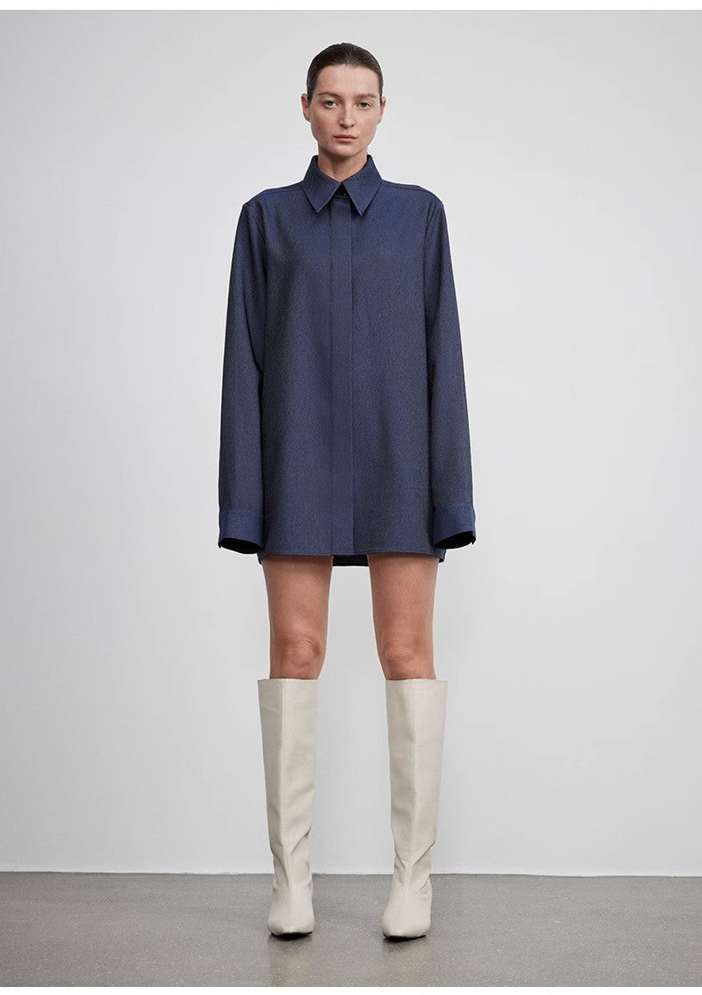 Long Shirt With High-End Drapey Temperament Top for Women