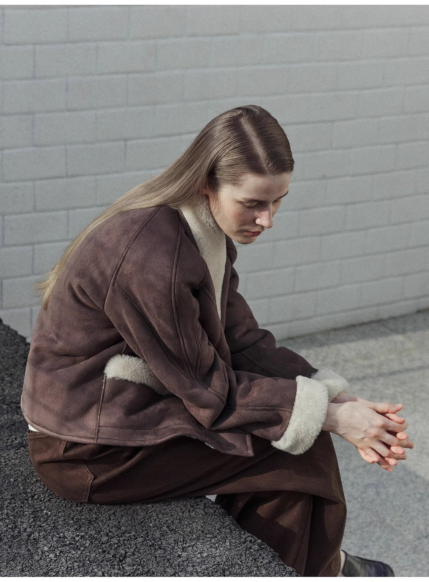 "Pure Era" Imported High-Quality Lamb Contrast Color Fruit Collar Short Wool Fur Coat