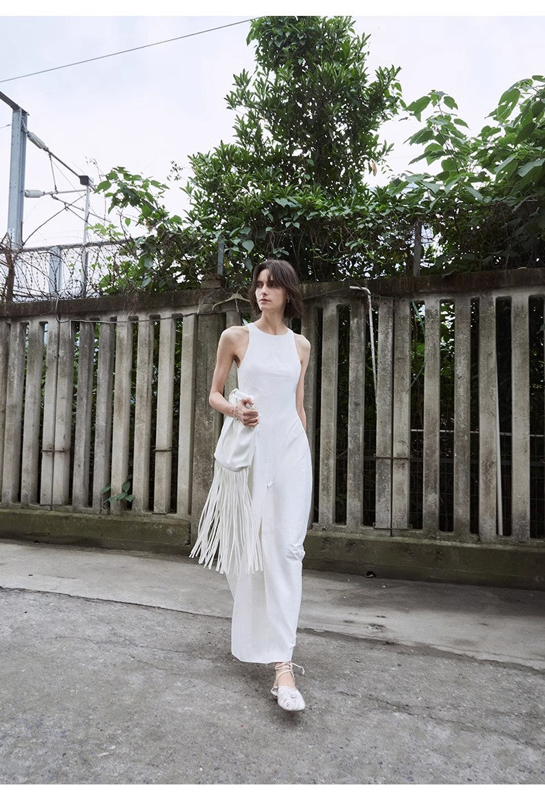 "Plain Poetry" Functional Style Sleeveless Dress Female French Style New Temperament Slim Hepburn Little Black Dress Lon