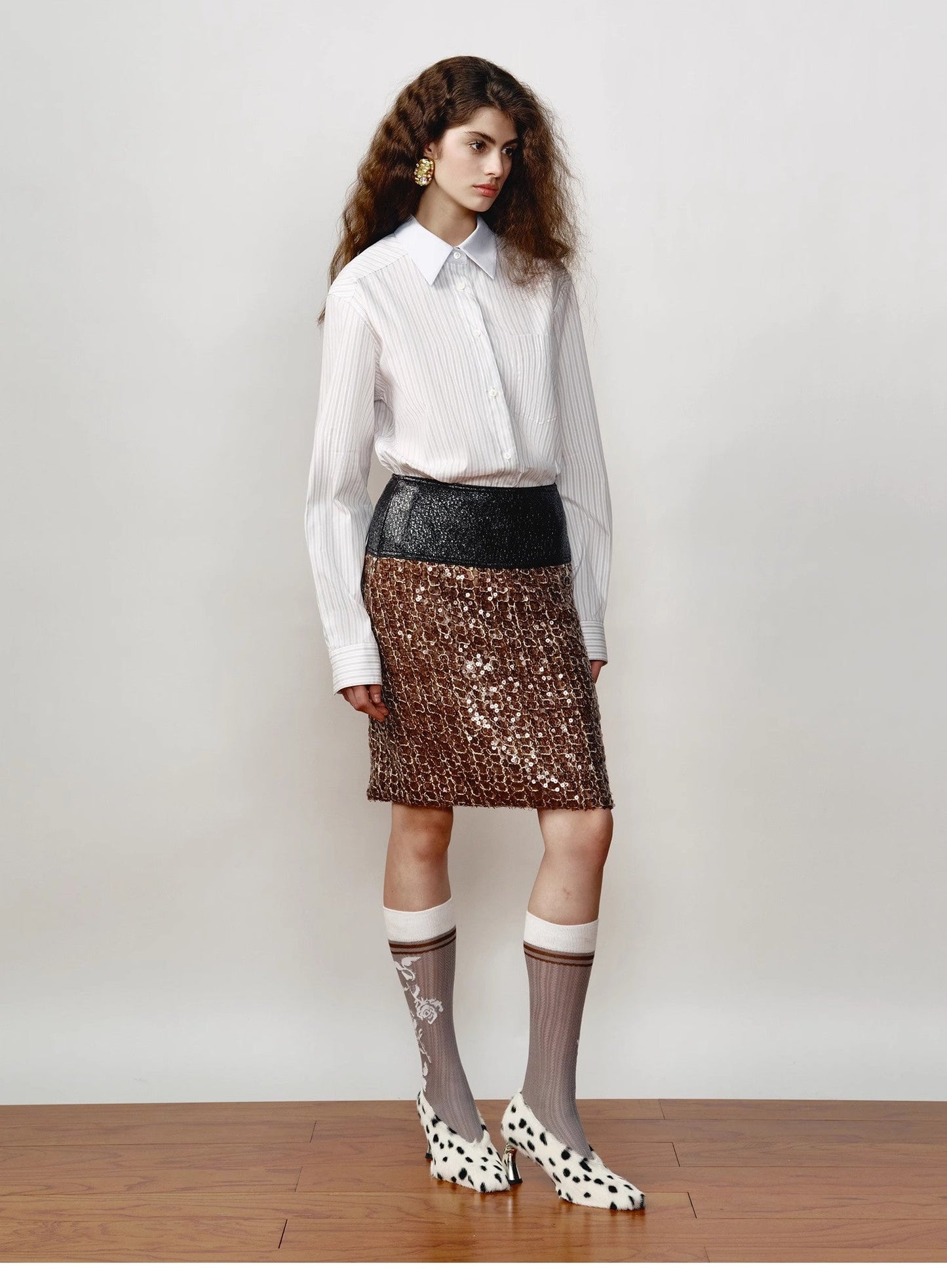 Lapel Contrast Classic Striped Shirt