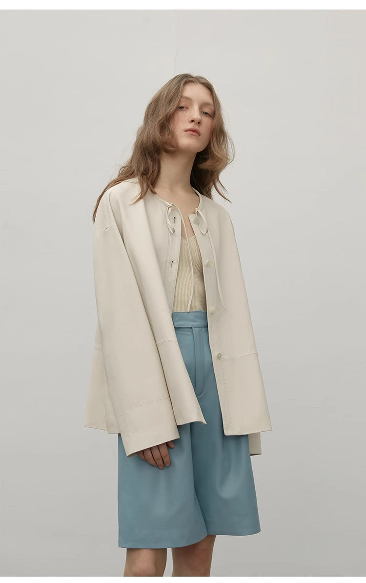 Ultra-Thin Light-Coated Sheep Leather Jacket for Women"Contrary Galaxy"