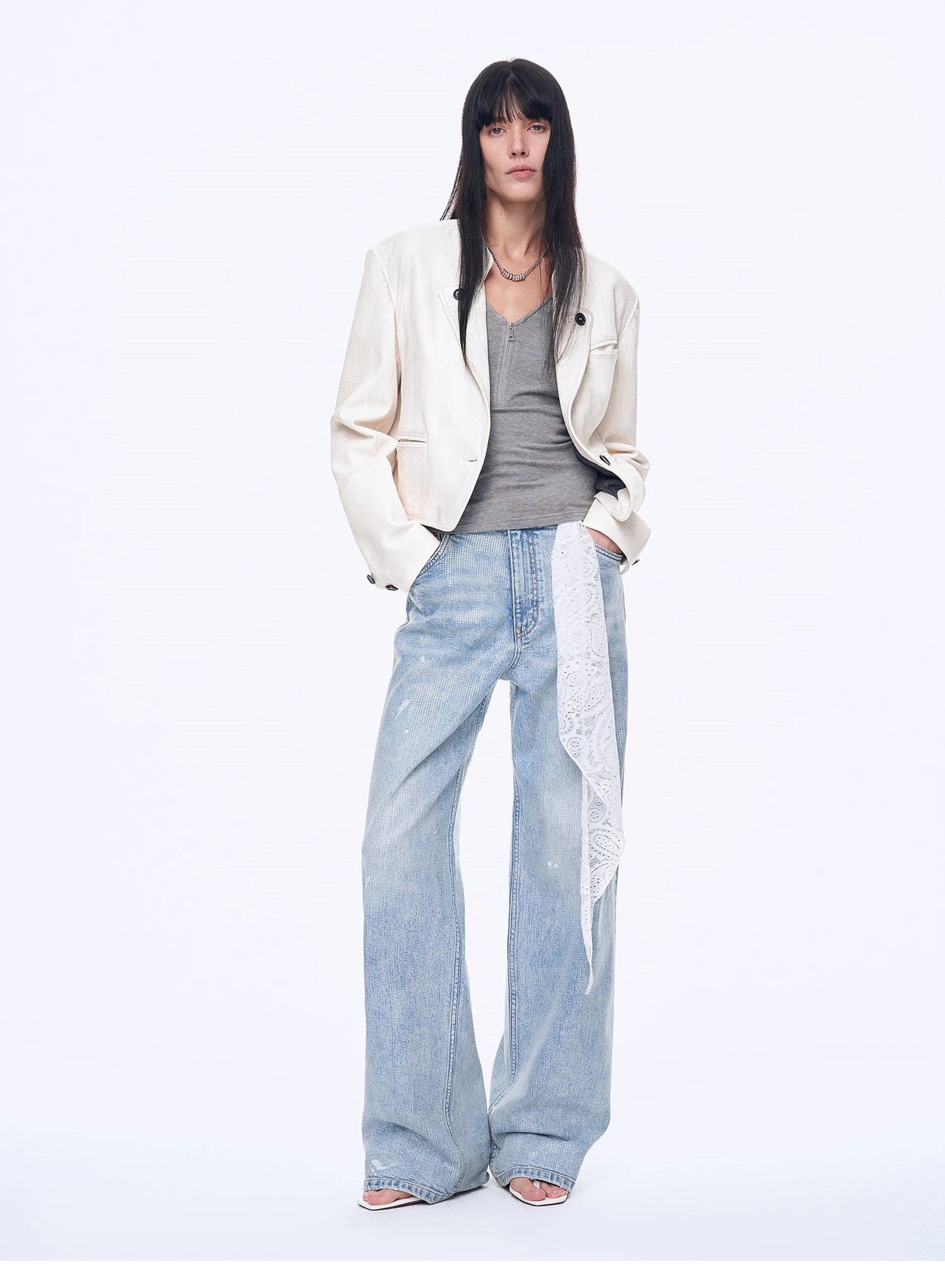 "Art Journey" Distressed Dirty Dyed Tencel Cotton Jeans