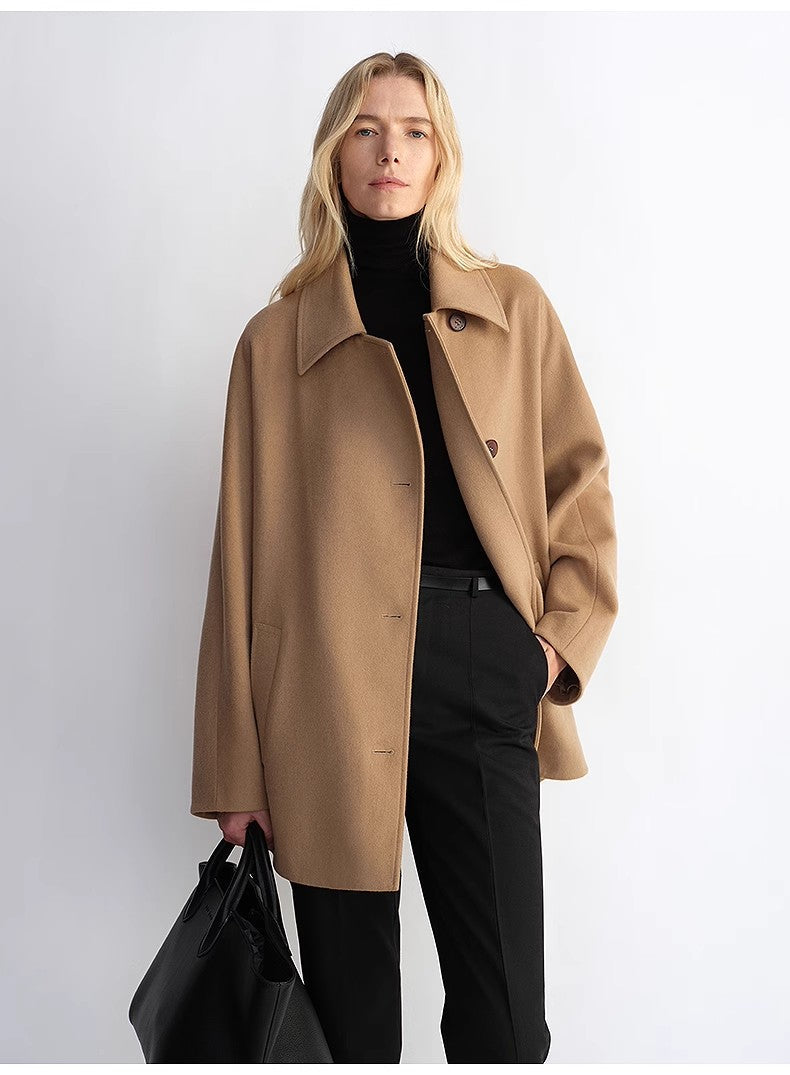 Women's Cashmere Wool Short Coat With Bat Sleeves"Fleeting Memories"