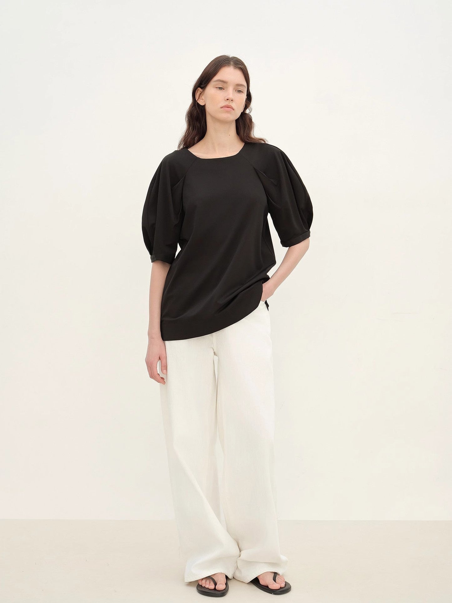 Puff Sleeve Straight Short Sleeve