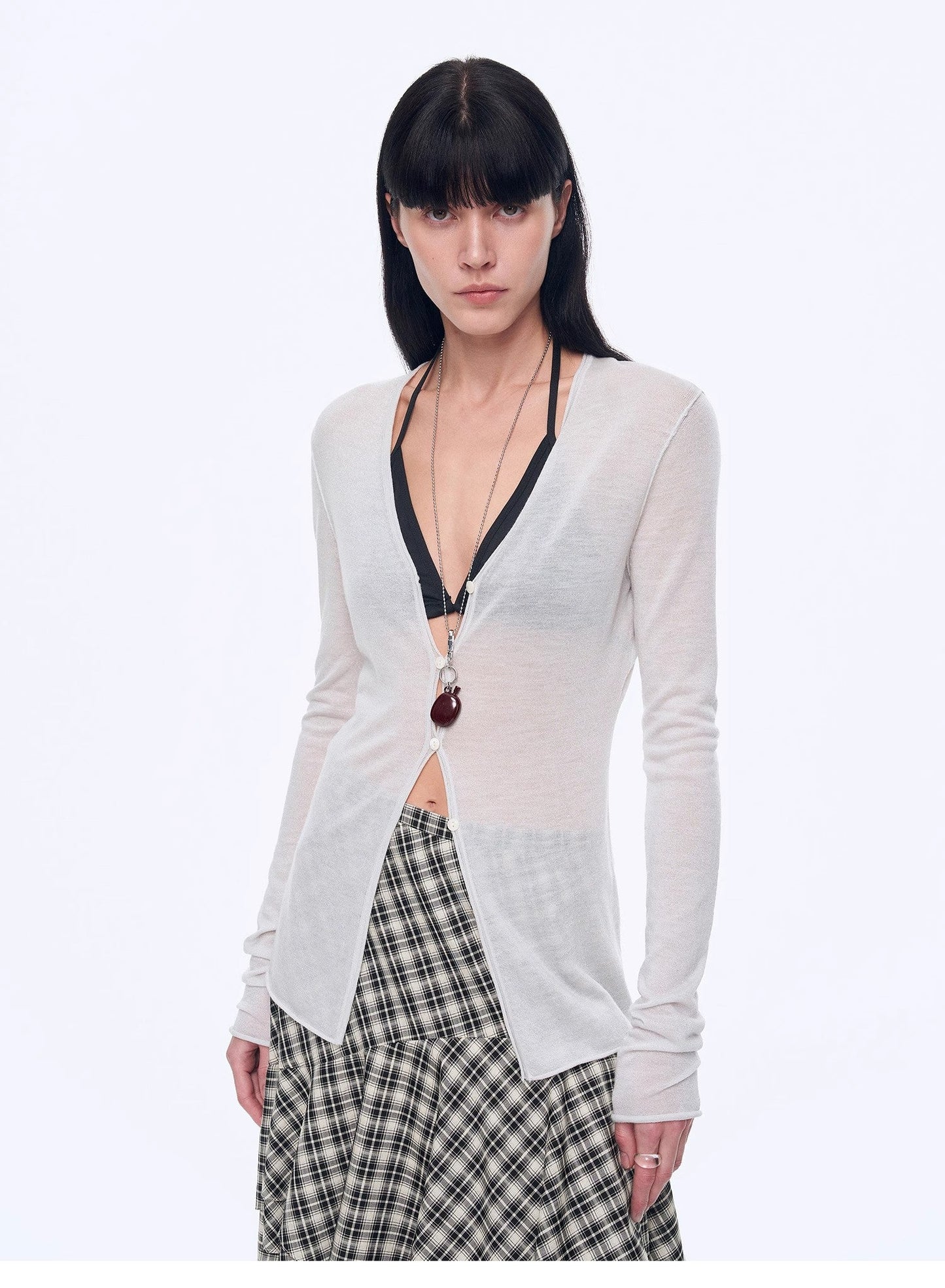 "Long Island Vacation" Wool Blend V-Neck Straight Shoulder Knitted Cardigan Spring