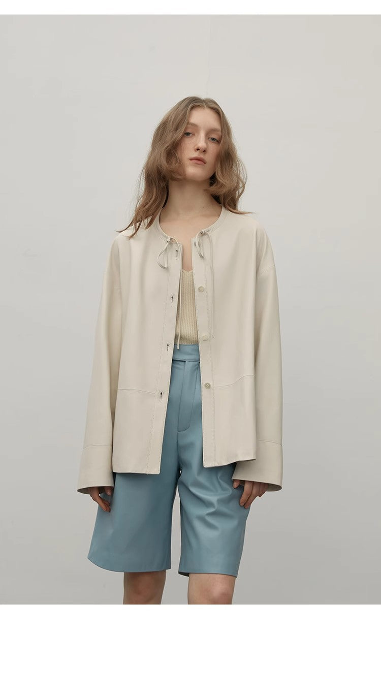 Ultra-Thin Light-Coated Sheep Leather Jacket for Women"Contrary Galaxy"