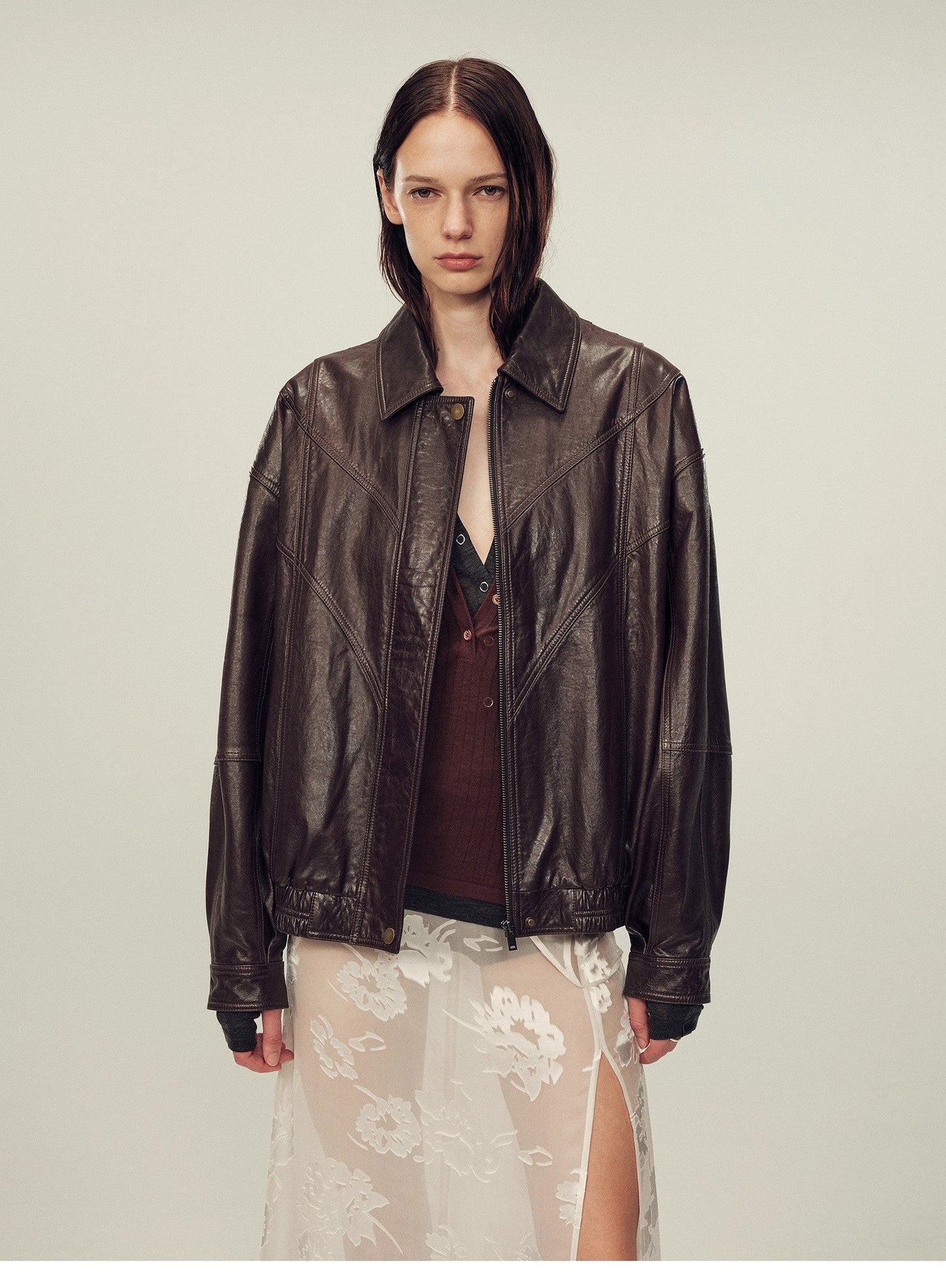 Fireladyfur Women's Suede Top-Grain Sheepskin Leather Jacket