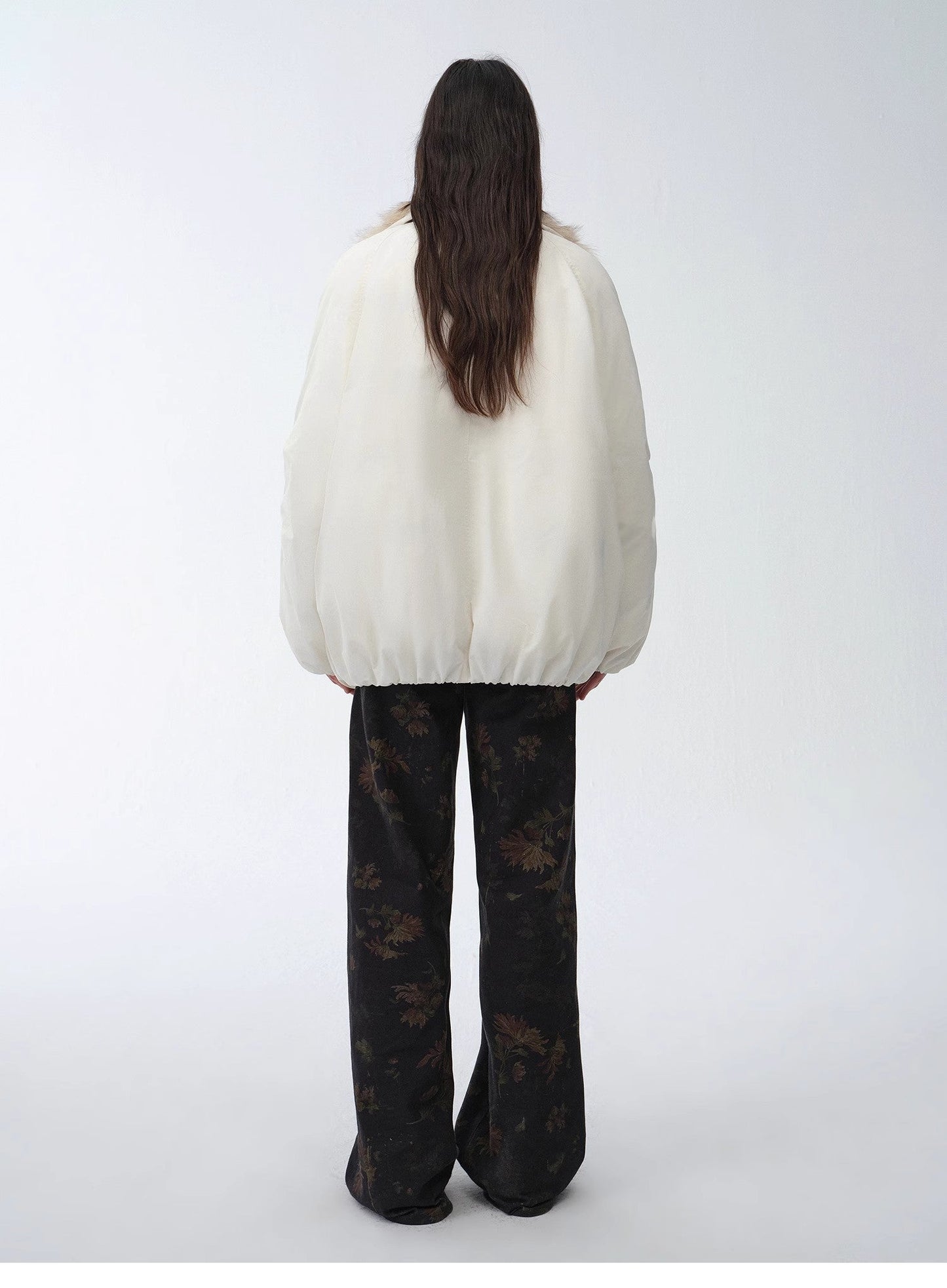 Fireladyfur Women's Mid-Length Two-Tone Fox Fur Down Jacket"Warm Dialogue"