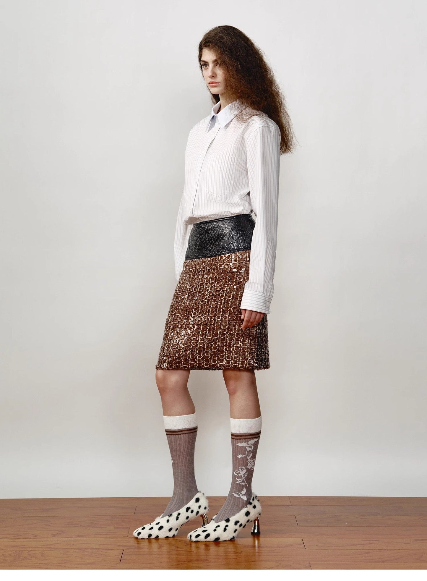 Lapel Contrast Classic Striped Shirt