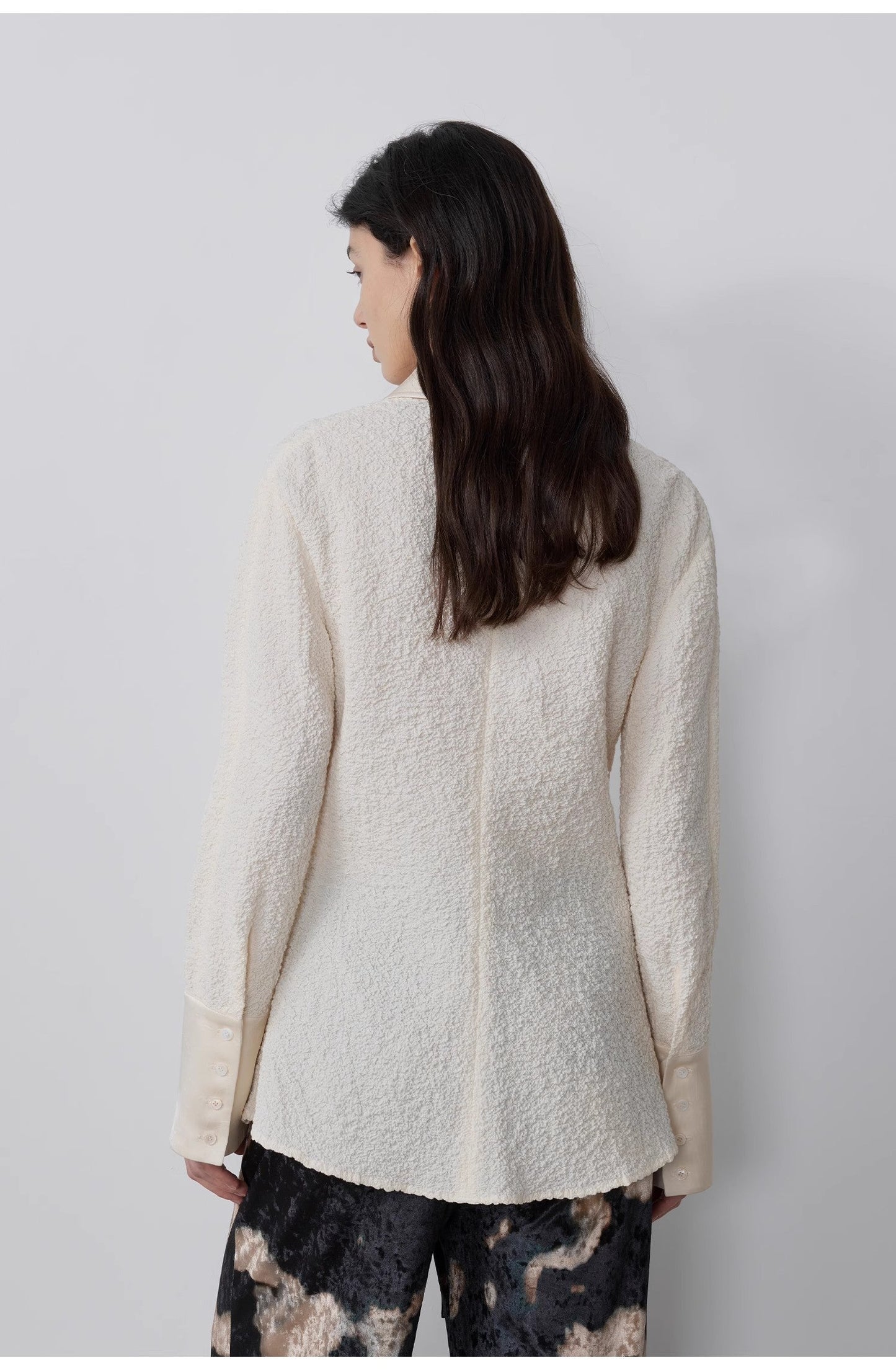 "Art Bubble" Retro Embossed Bubble Cotton Satin Stitching Long-Sleeved Shirt