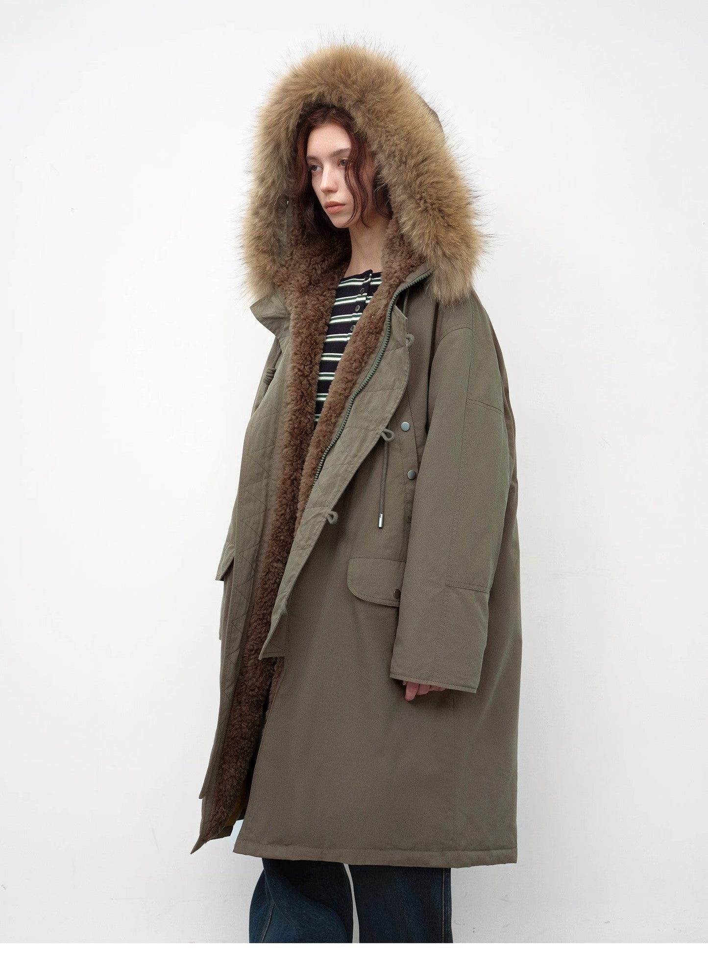 Fireladyfur Women's 90 Duck Down Parka With Raccoon Fur Collar“Manchester City Old Stories II”