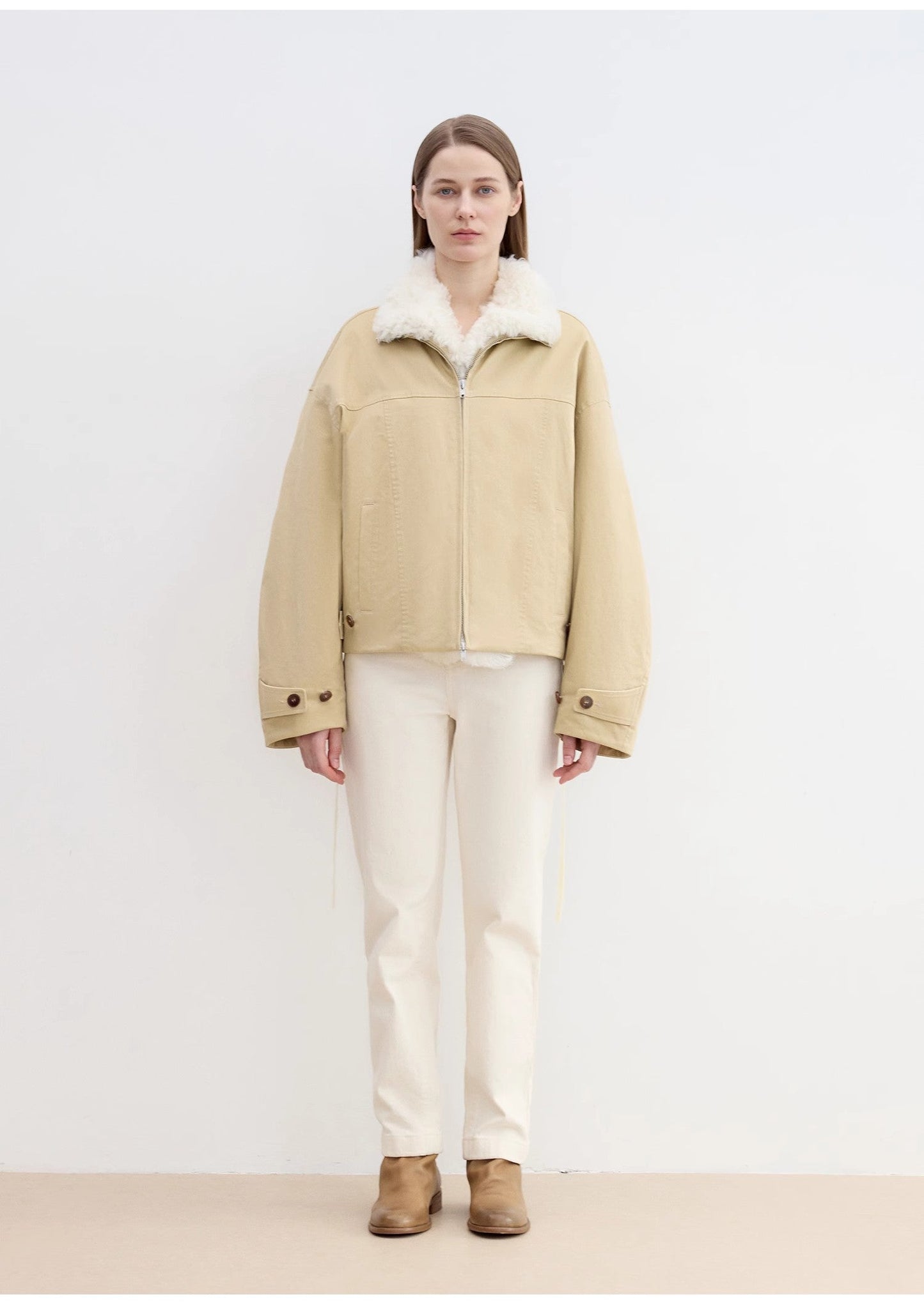 Fireladyfur Women's Contrasting Color Fur Collar Short Parka"Rebellious Escape"