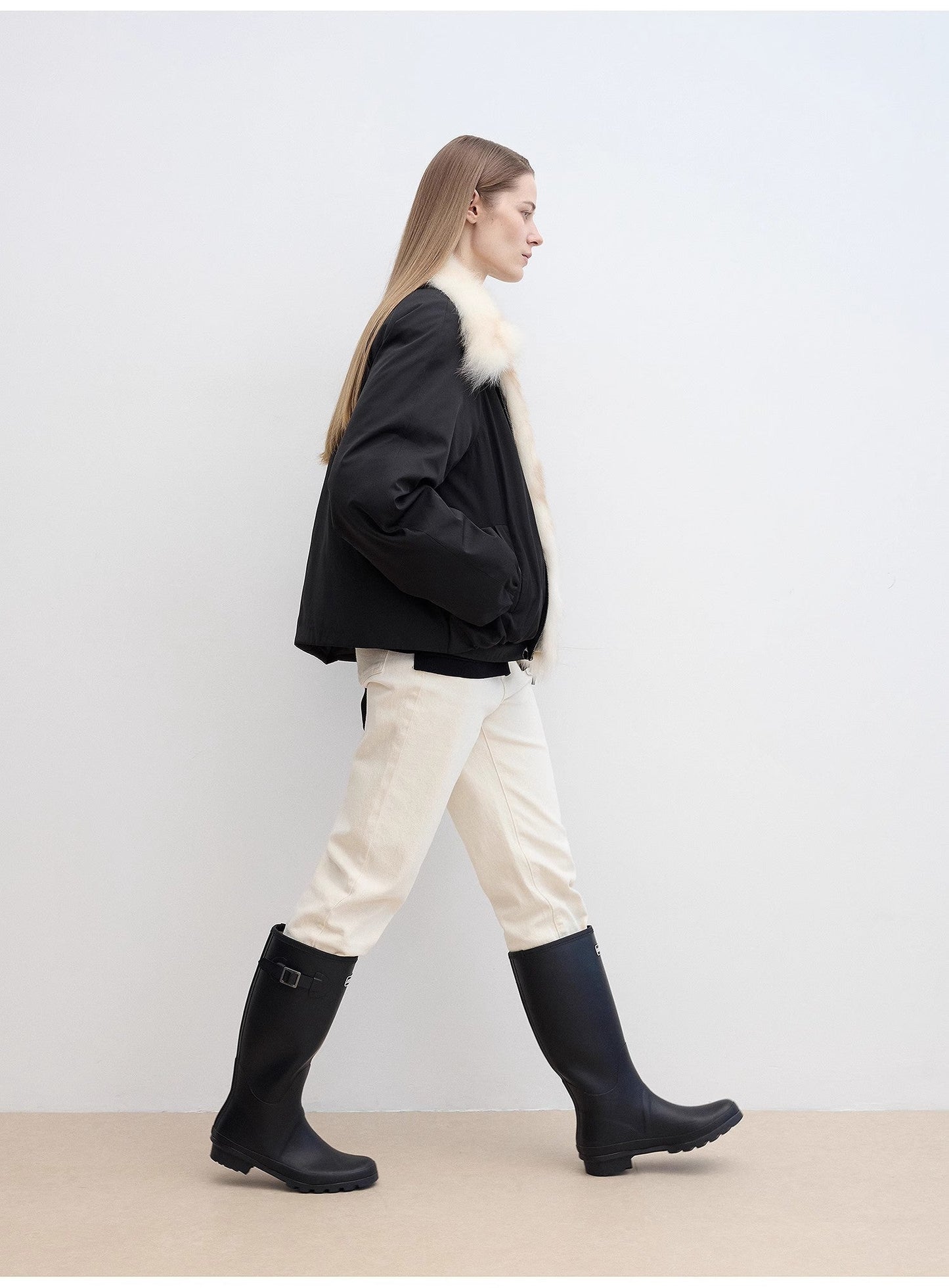 Fireladyfur Women's Detachable Contrasting Fox Fur Collar Down Jacket"Day and Night Rider"