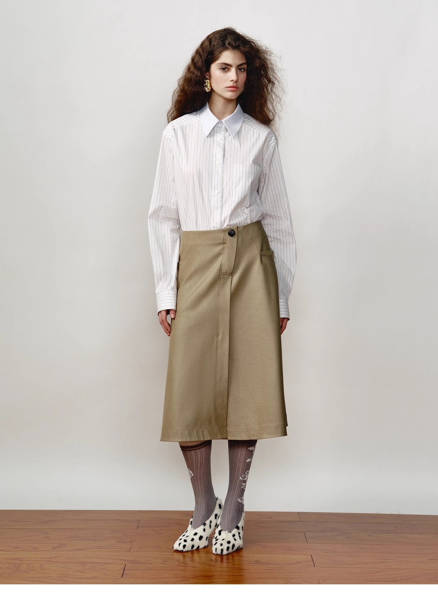 Lapel Contrast Classic Striped Shirt