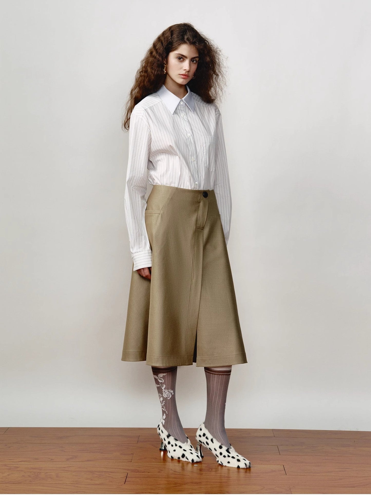 Lapel Contrast Classic Striped Shirt