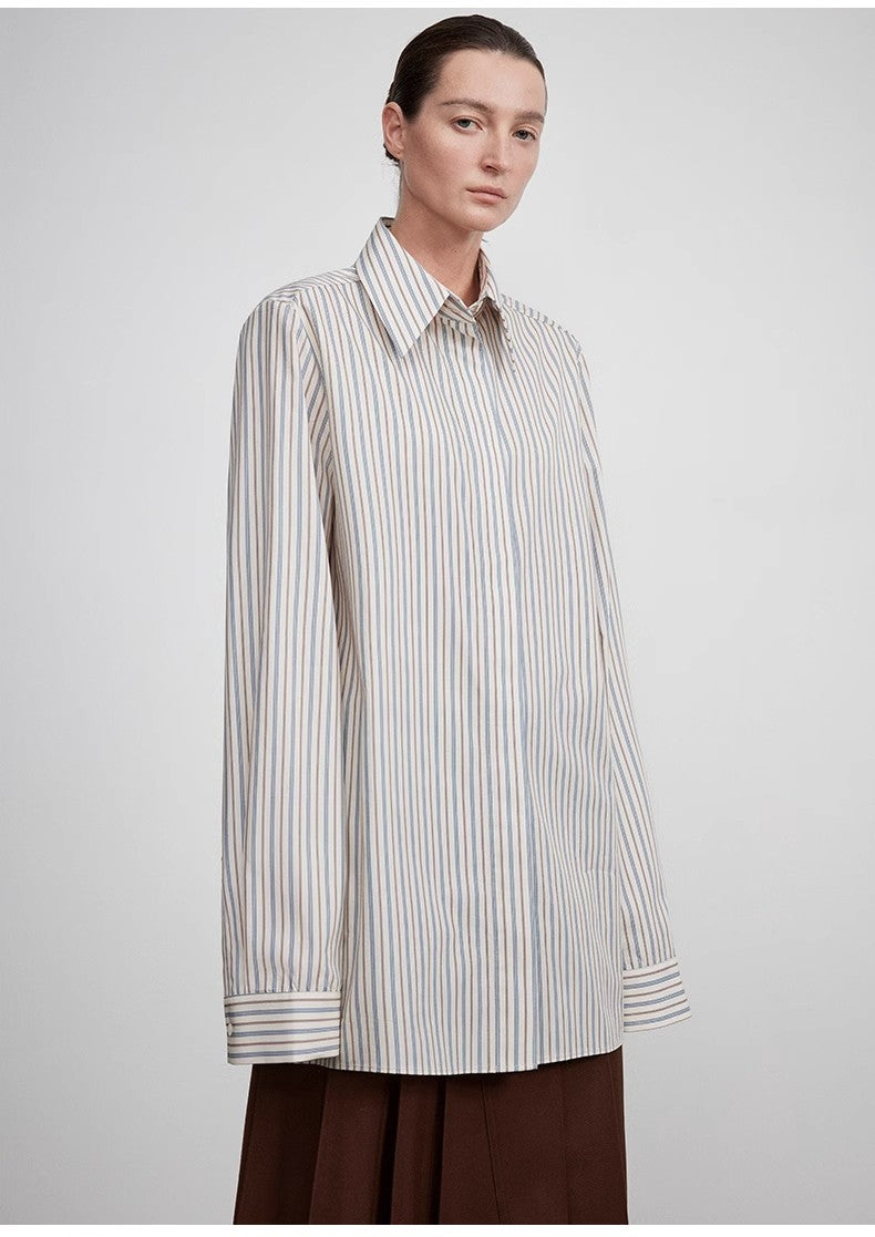 Long Shirt With High-End Drapey Temperament Top for Women