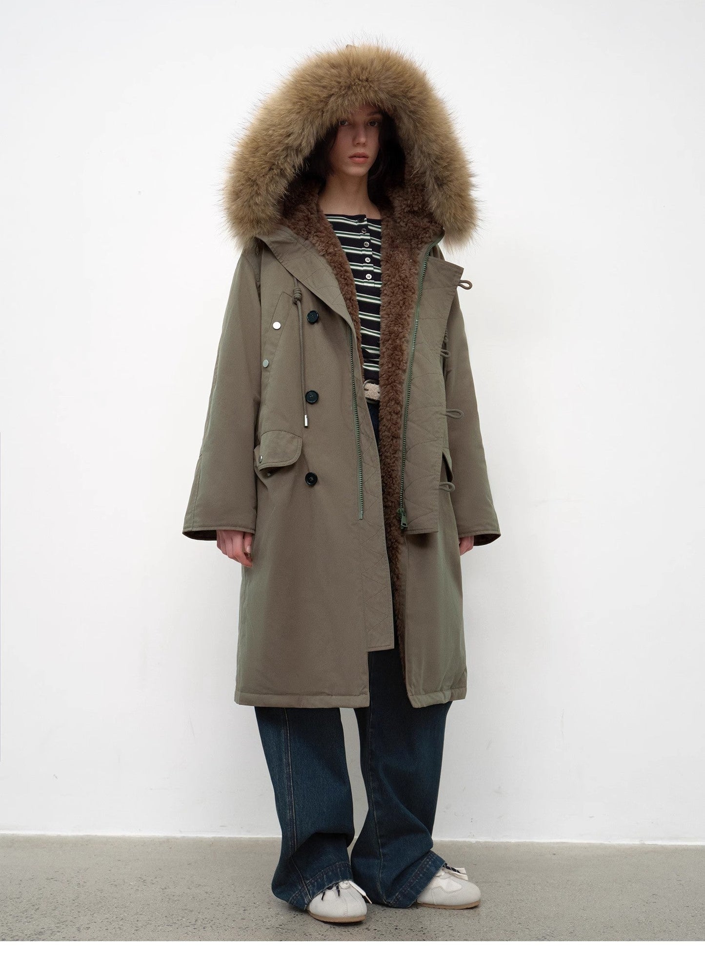 Fireladyfur Women's 90 Duck Down Parka With Raccoon Fur Collar“Manchester City Old Stories II”