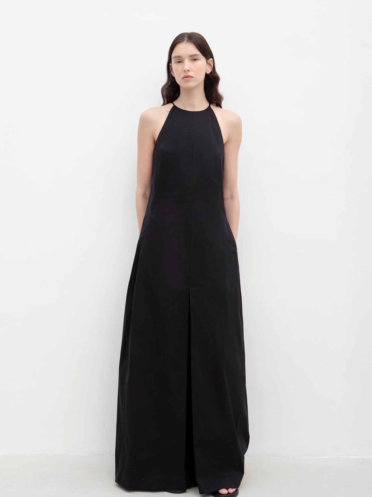 Halterneck Waist-Cinching Cocoon Dress