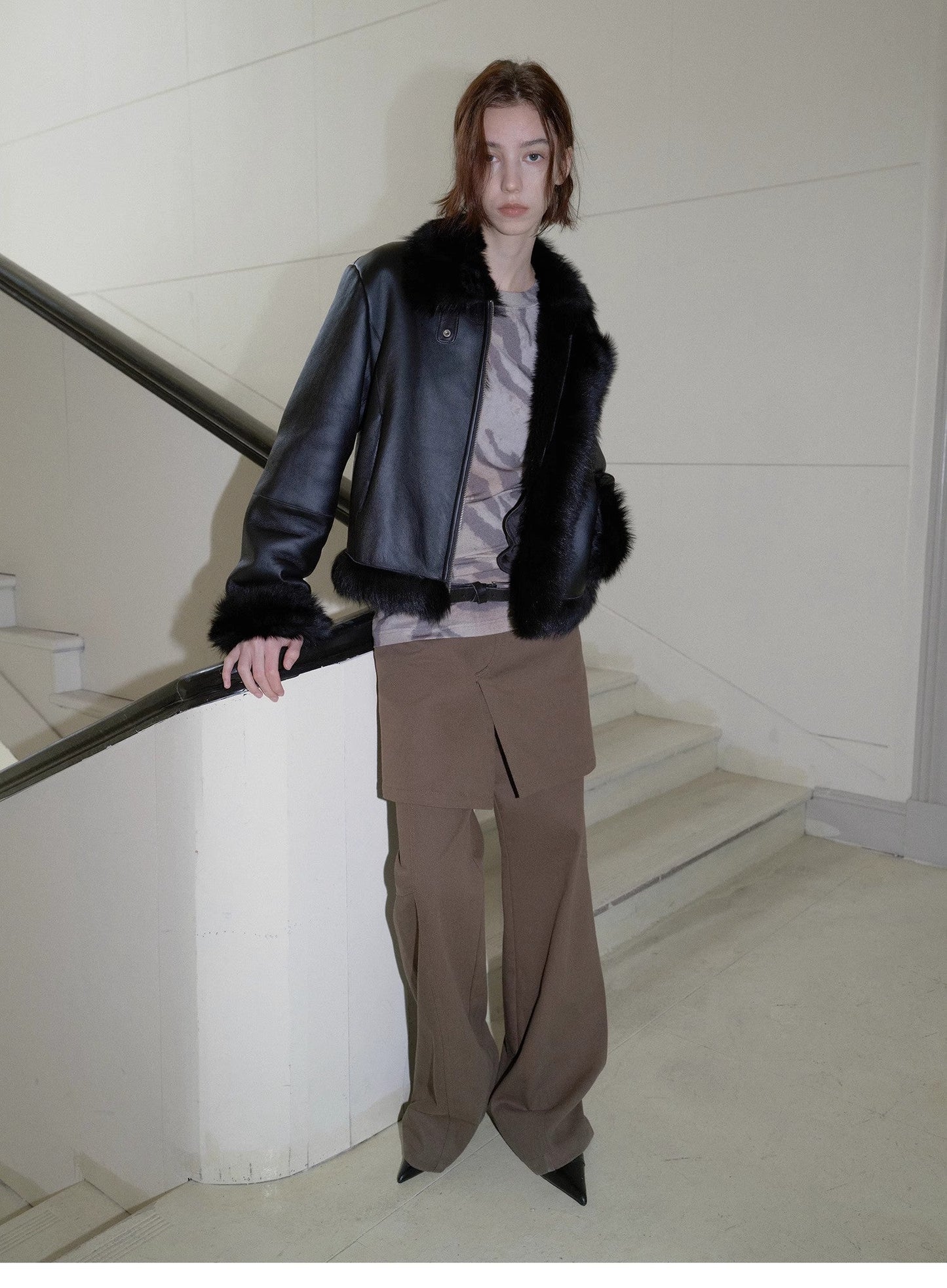 "Luxury and Elegance" Motorcycle Style Tuscan Sheepskin Short Fur Coat for Women