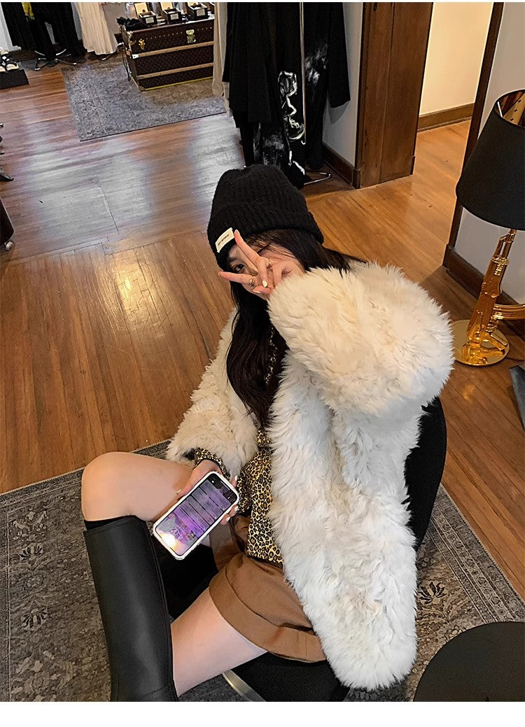 Fireladyfur Women's Tuscan Sheepskin Winter Coat“Peach Oolong”