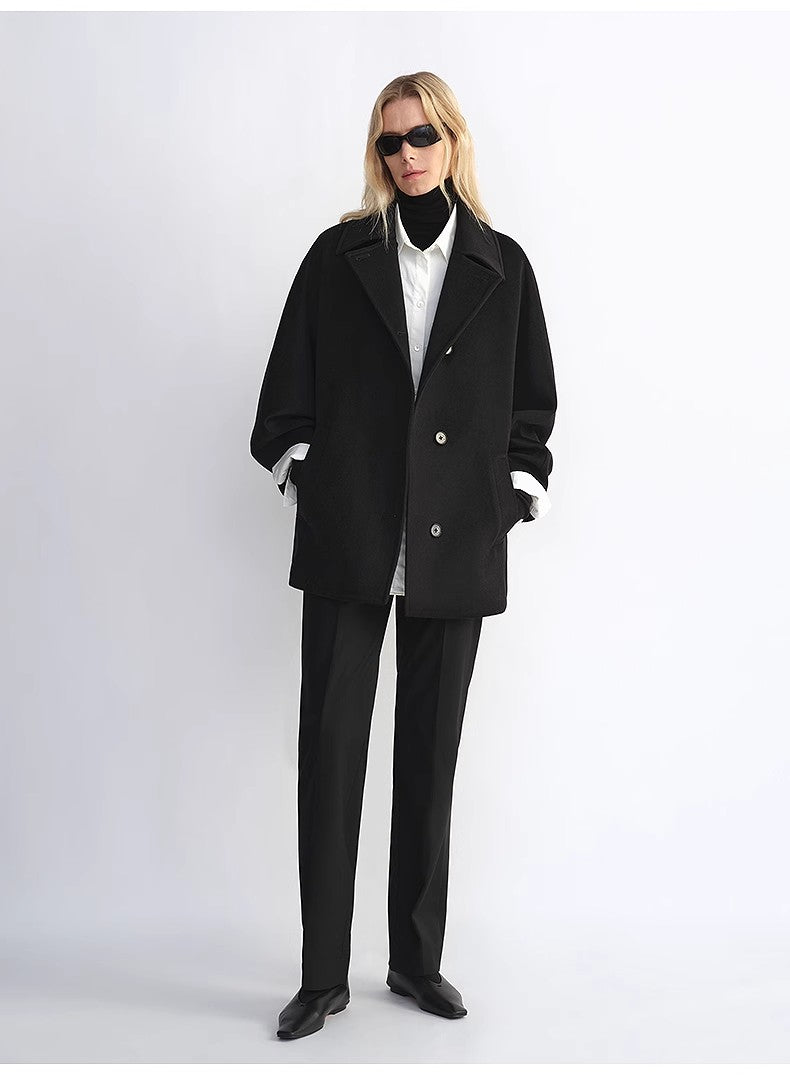 Women's Cashmere Wool Short Coat With Bat Sleeves"Fleeting Memories"