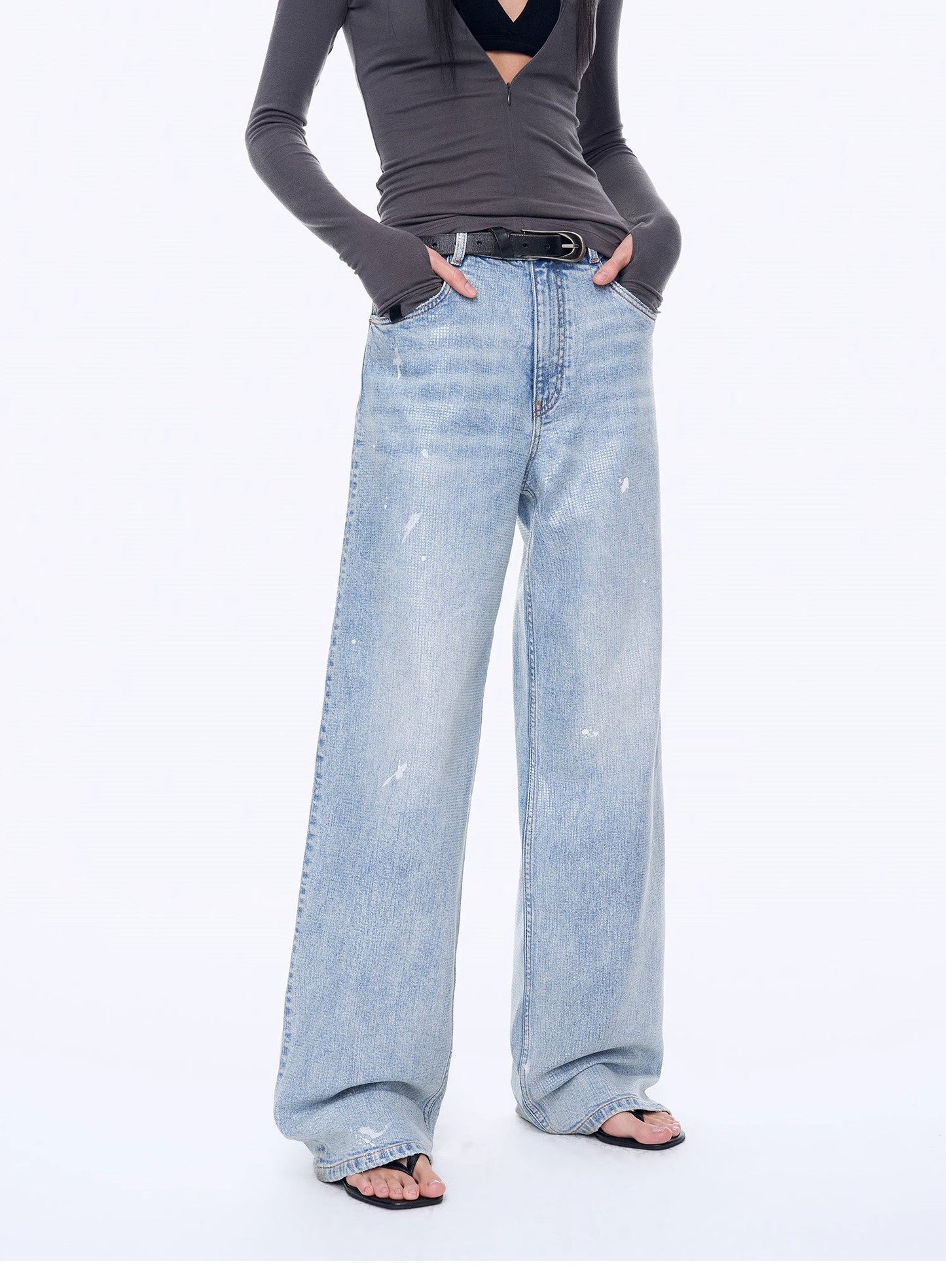 "Art Journey" Distressed Dirty Dyed Tencel Cotton Jeans