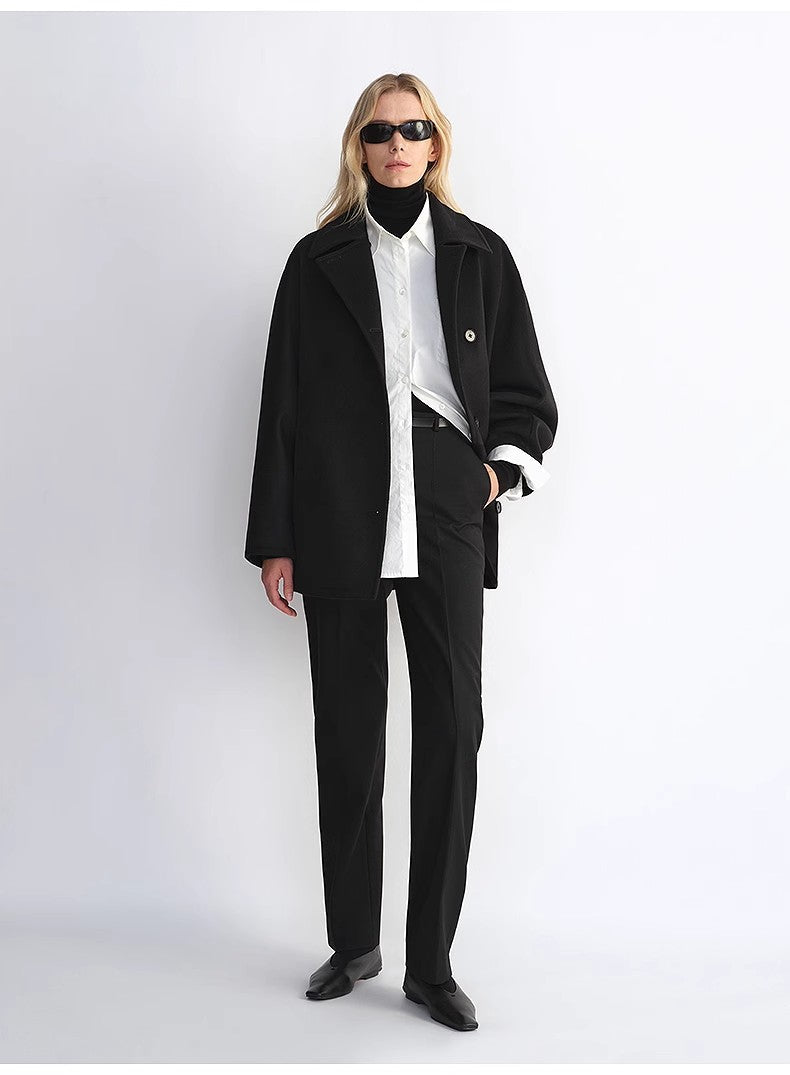 Women's Cashmere Wool Short Coat With Bat Sleeves"Fleeting Memories"