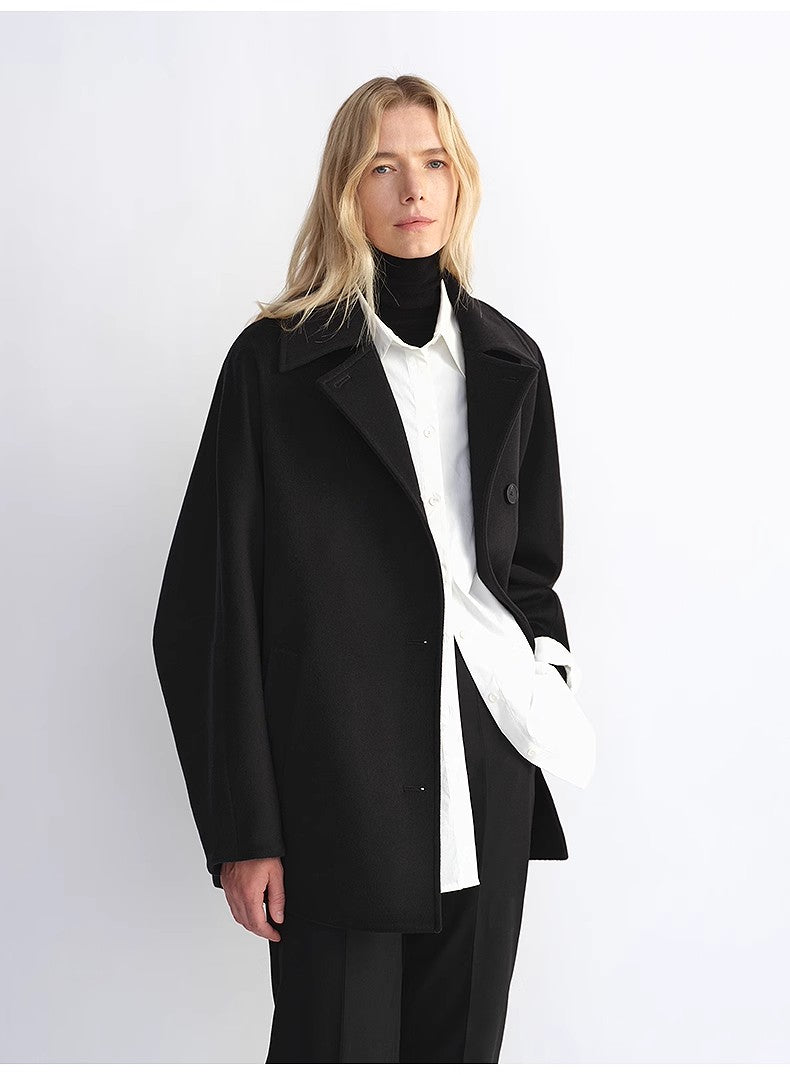 Women's Cashmere Wool Short Coat With Bat Sleeves"Fleeting Memories"