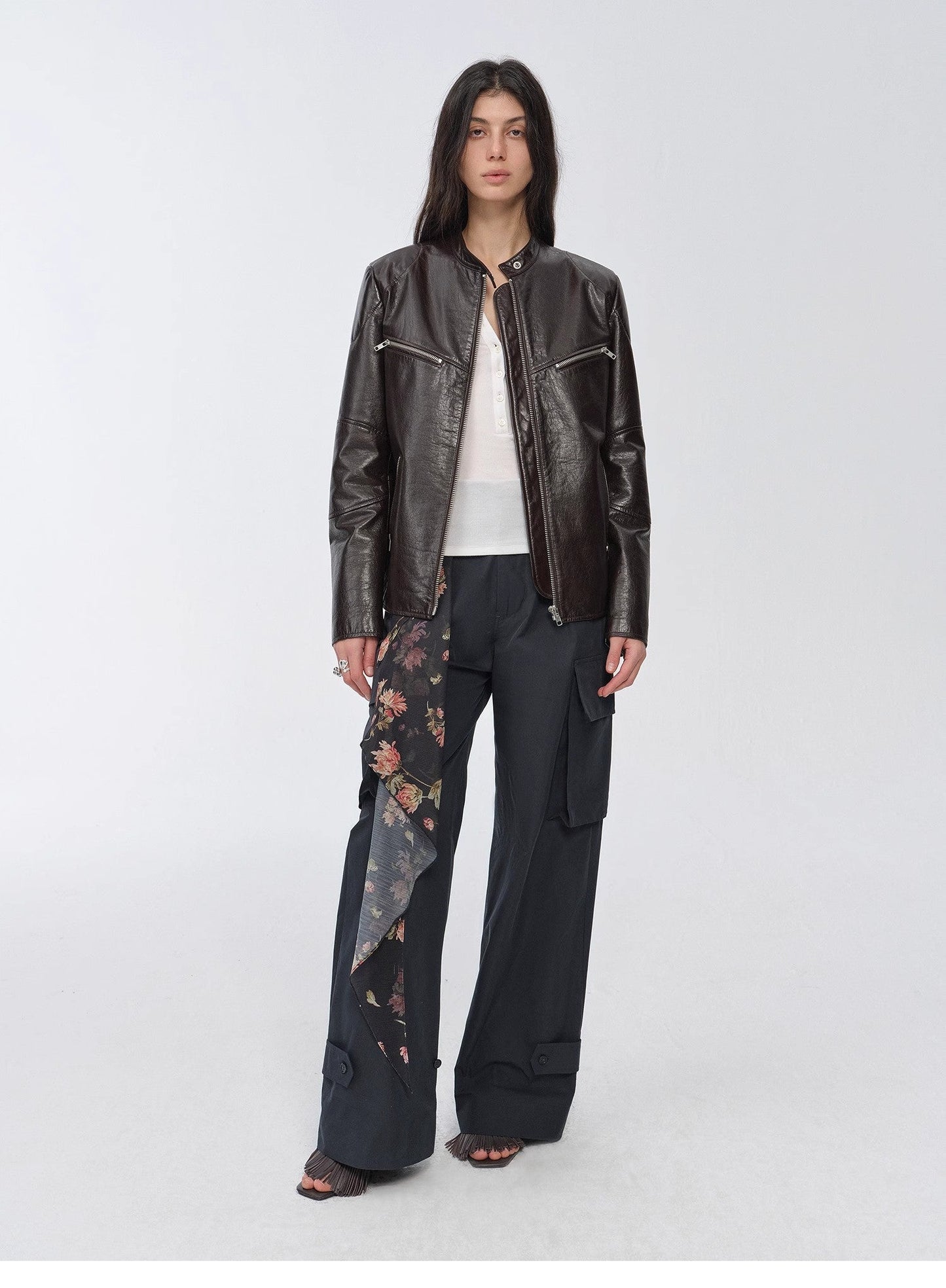 New Zealand Imported Waxed Sheepskin/Cowhide Vintage Motorcycle Leather Jacket