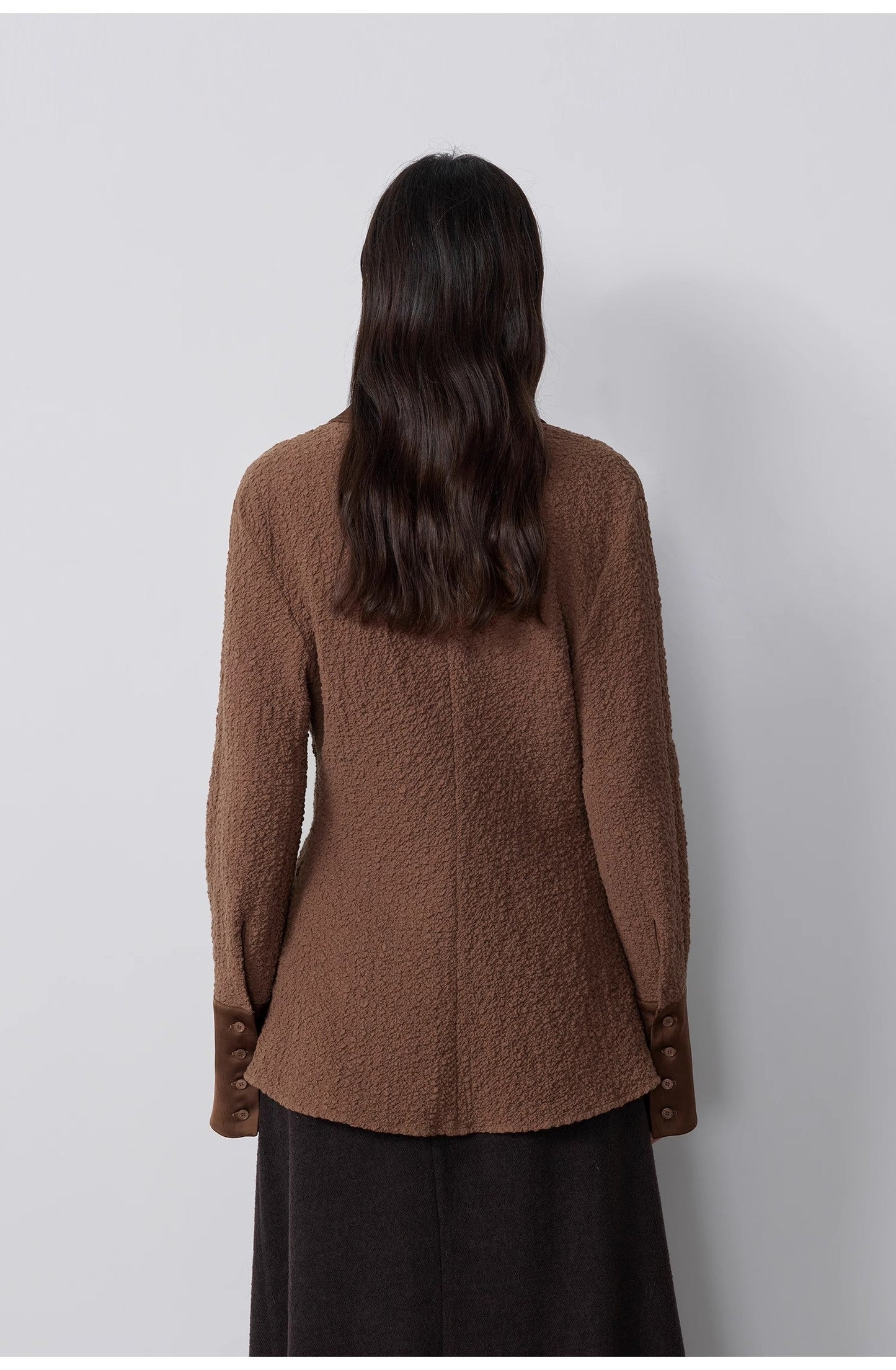 "Art Bubble" Retro Embossed Bubble Cotton Satin Stitching Long-Sleeved Shirt