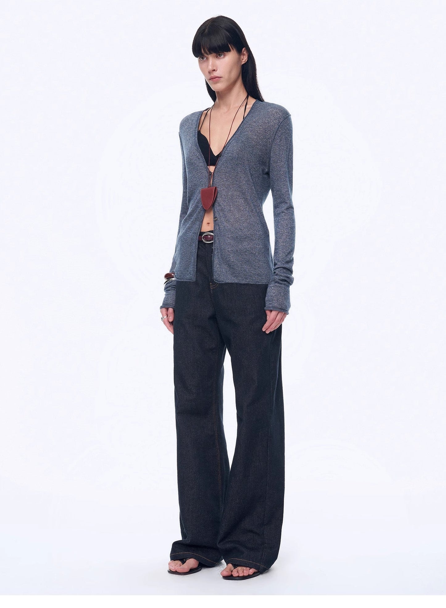 "Long Island Vacation" Wool Blend V-Neck Straight Shoulder Knitted Cardigan Spring