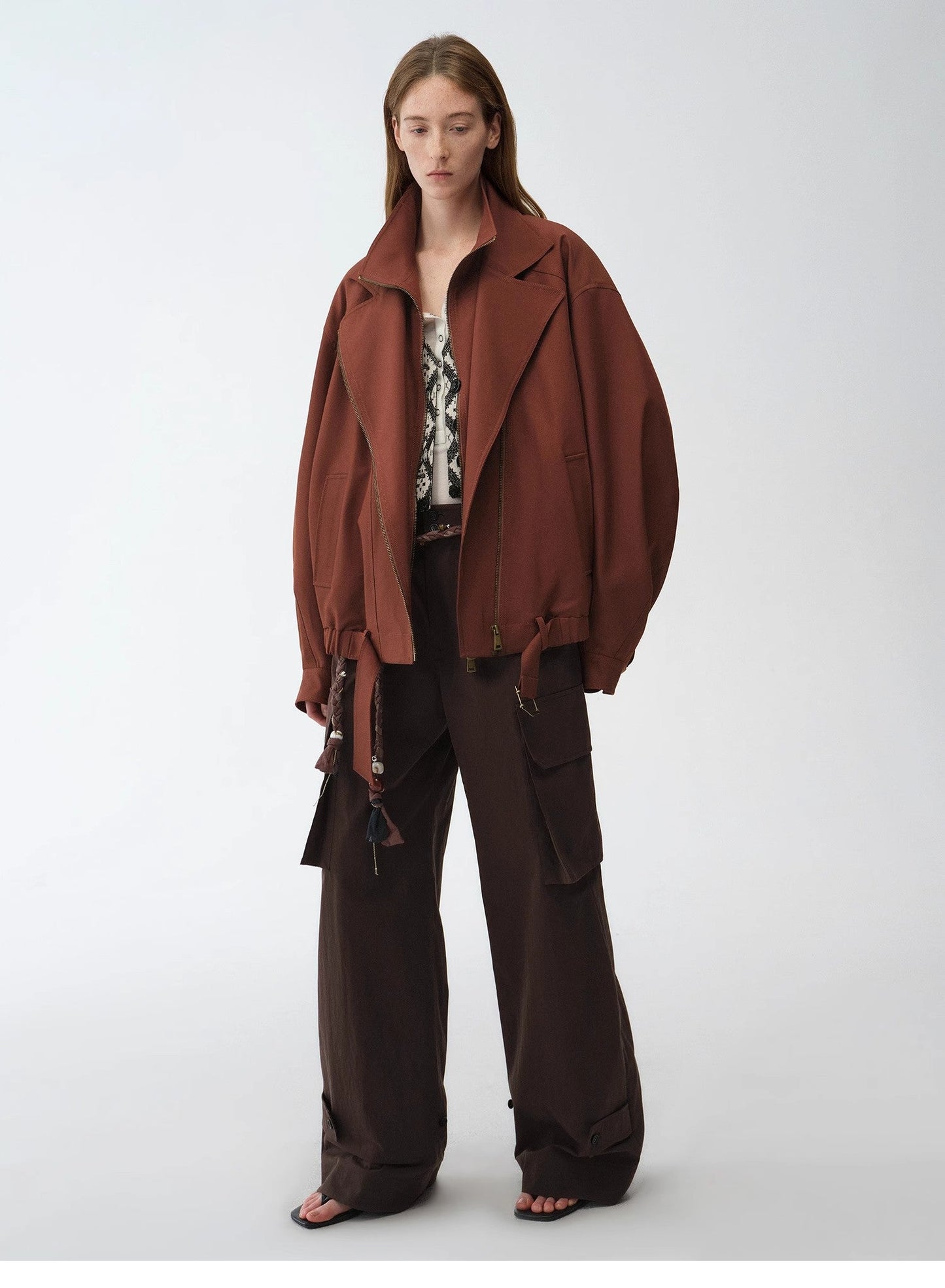 Classical Simple Silhouette Italian Imported Jacquard Ethnic Style V-Neck Vest