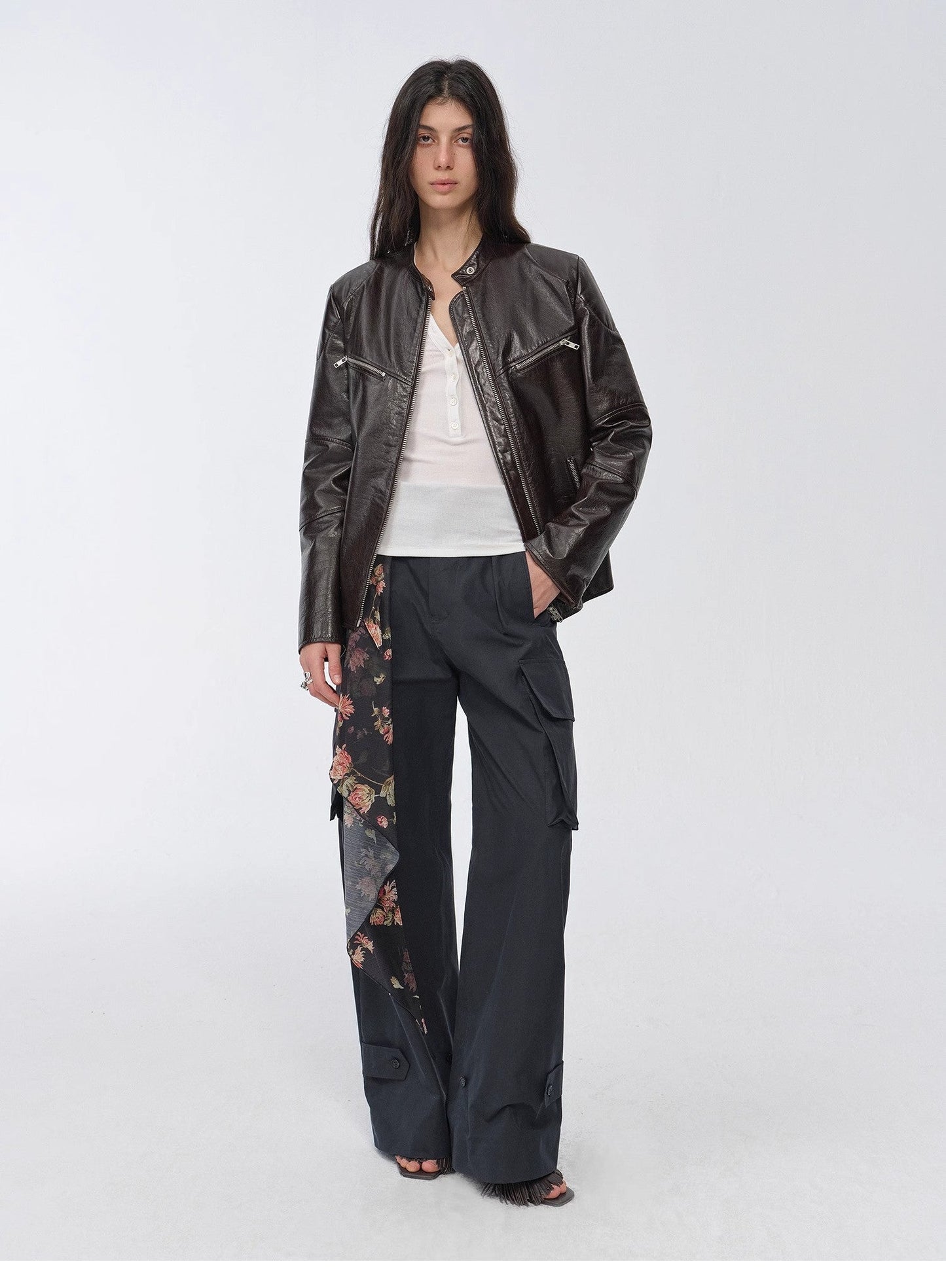 New Zealand Imported Waxed Sheepskin/Cowhide Vintage Motorcycle Leather Jacket