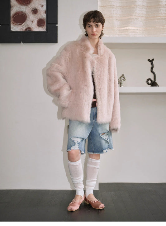 "Heartbeat Mark" Tuscany Sheepskin Women's Short Fur Coat