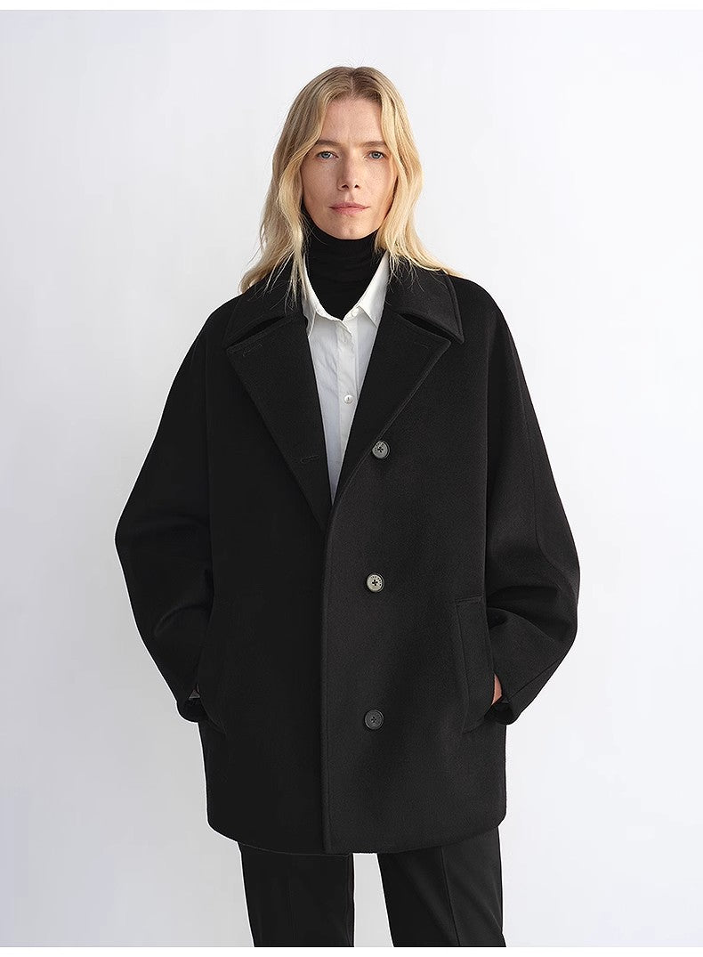 Women's Cashmere Wool Short Coat With Bat Sleeves"Fleeting Memories"
