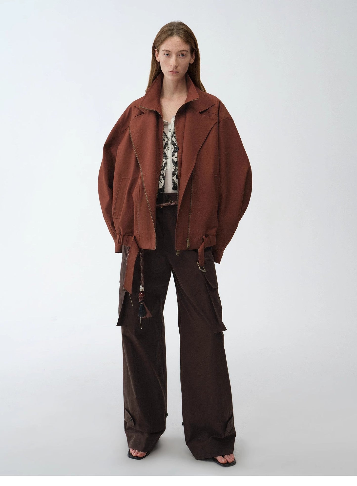 Classical Simple Silhouette Italian Imported Jacquard Ethnic Style V-Neck Vest