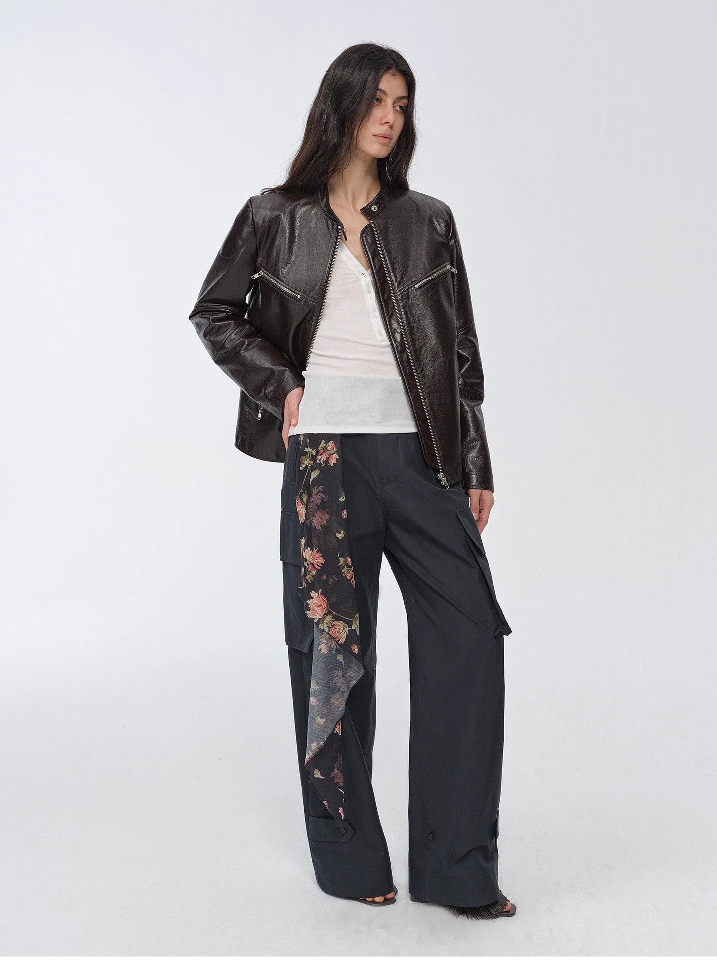 New Zealand Imported Waxed Sheepskin/Cowhide Vintage Motorcycle Leather Jacket