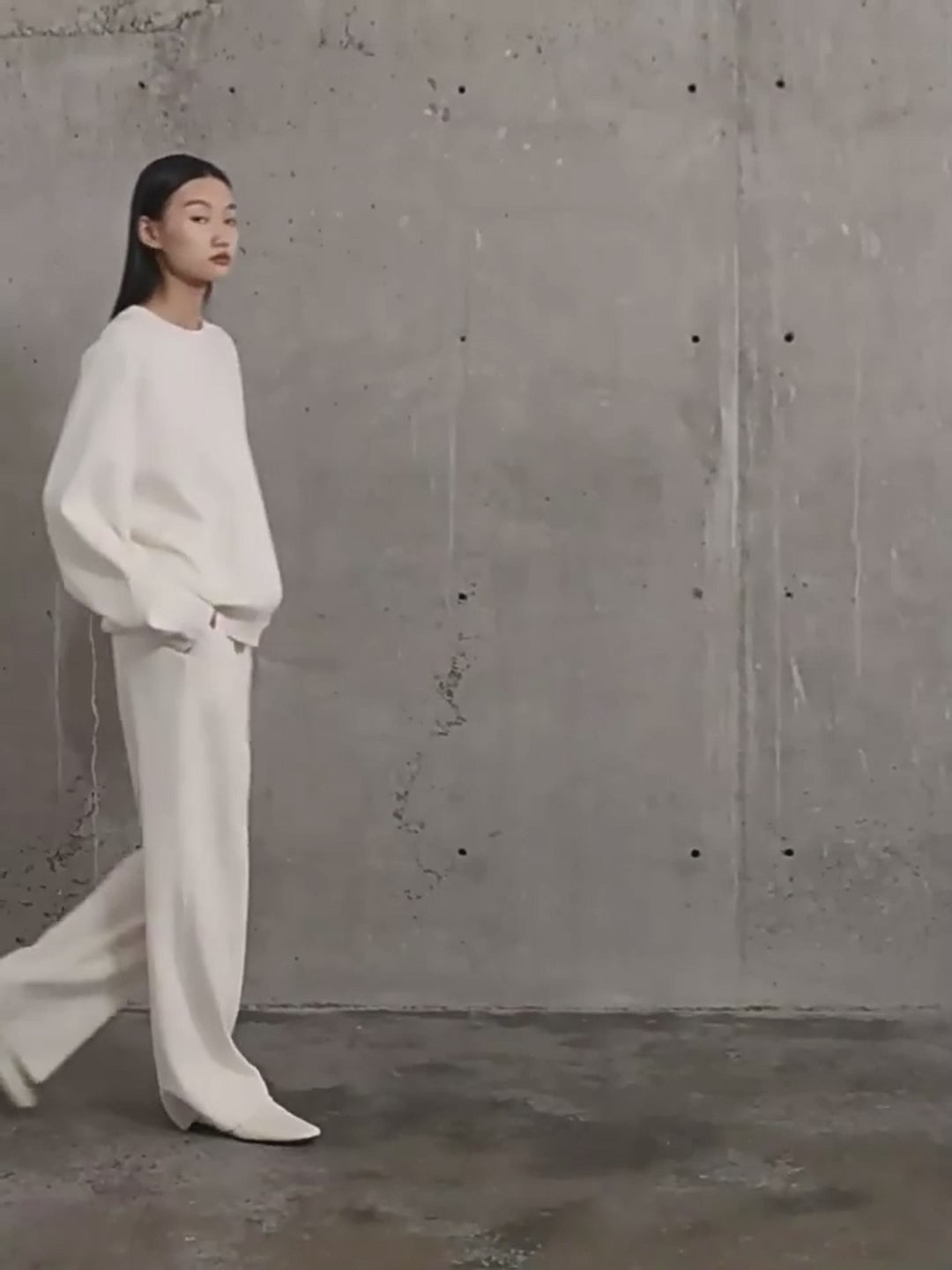 French Lazy Style Wool Blend Design Loose Slimming Knit Casual Pants for Women