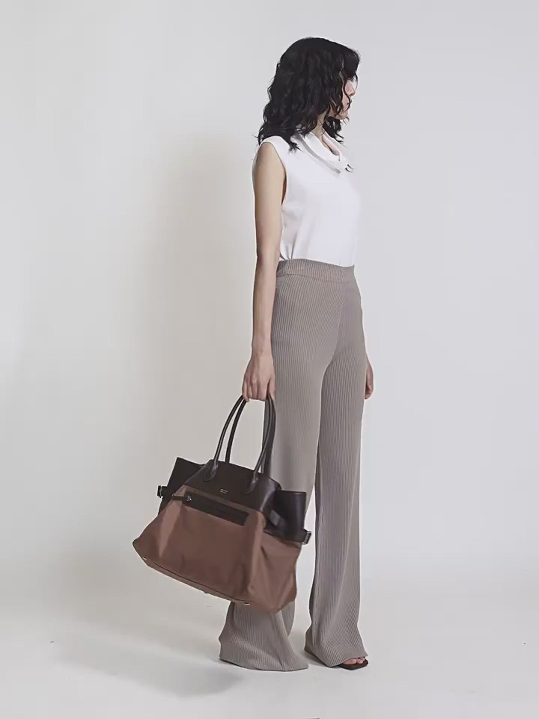 Knitted Bootcut Trousers, Glutinous Rice Trousers, Pit Striped Casual Trousers