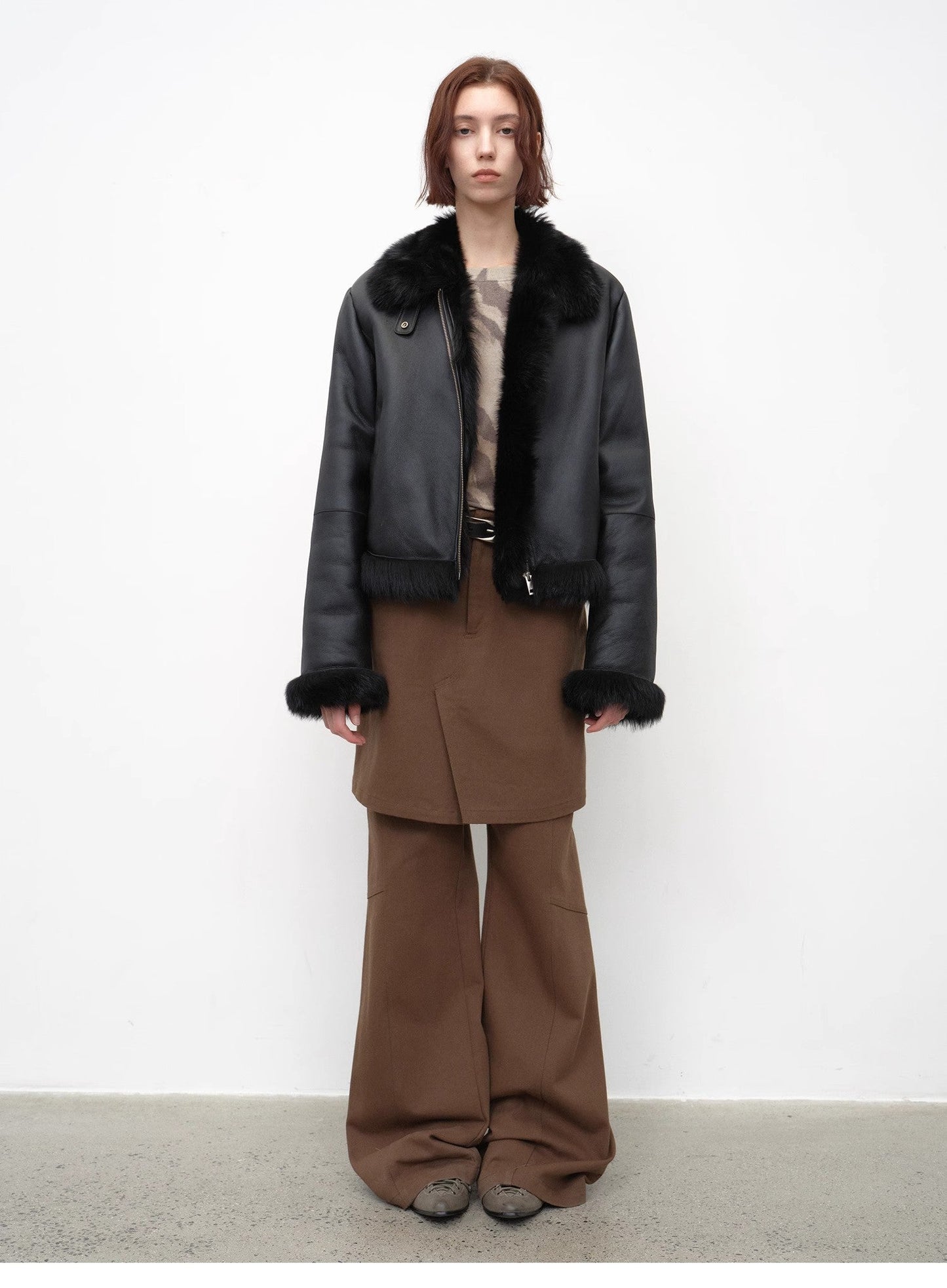 "Luxury and Elegance" Motorcycle Style Tuscan Sheepskin Short Fur Coat for Women