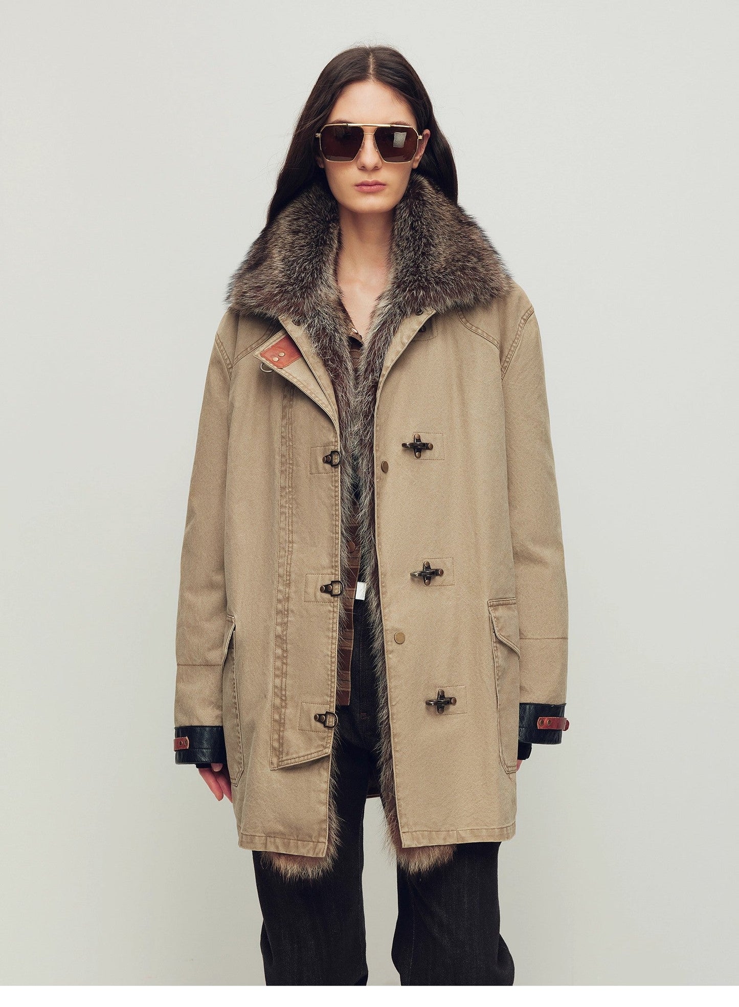 Firelady Women’s Parka With Real American Raccoon Fur Collar – Premium 90% White Goose Down Coat“Winter Street Lights”