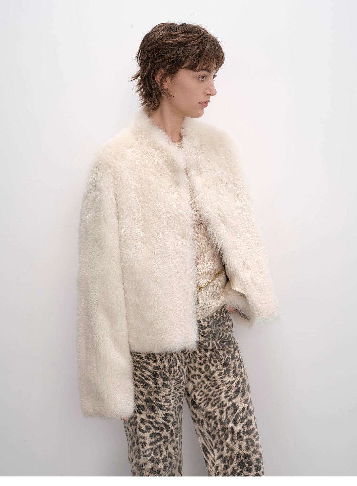 "Healing Eros" Casual Stand-Up Collar Short Tuscan Sheepskin Fur Coat Winter