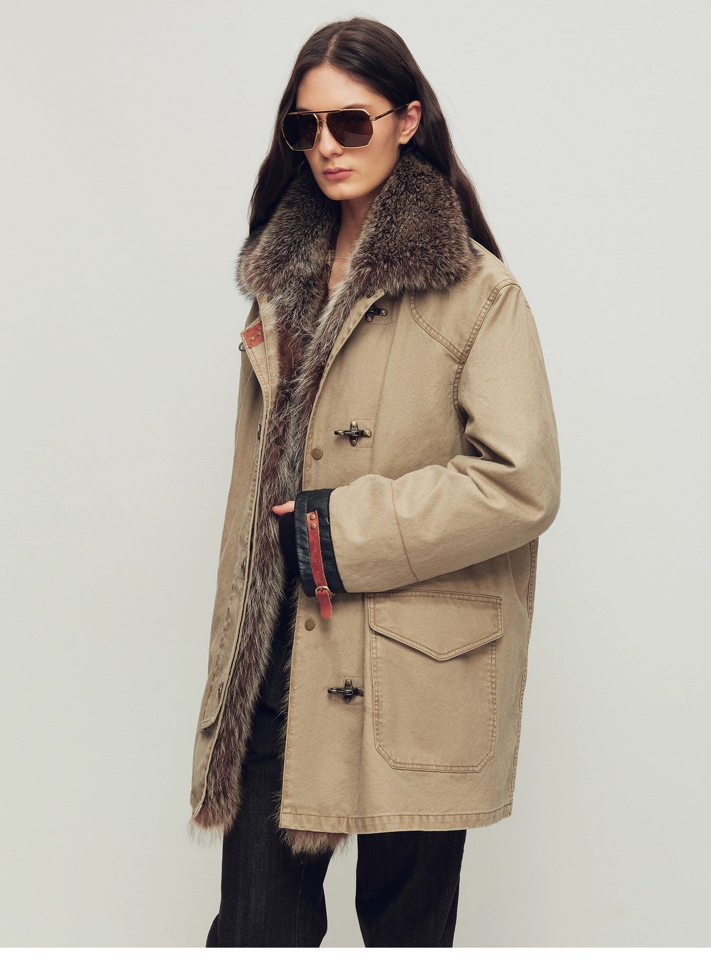 Firelady Women’s Parka With Real American Raccoon Fur Collar – Premium 90% White Goose Down Coat“Winter Street Lights”