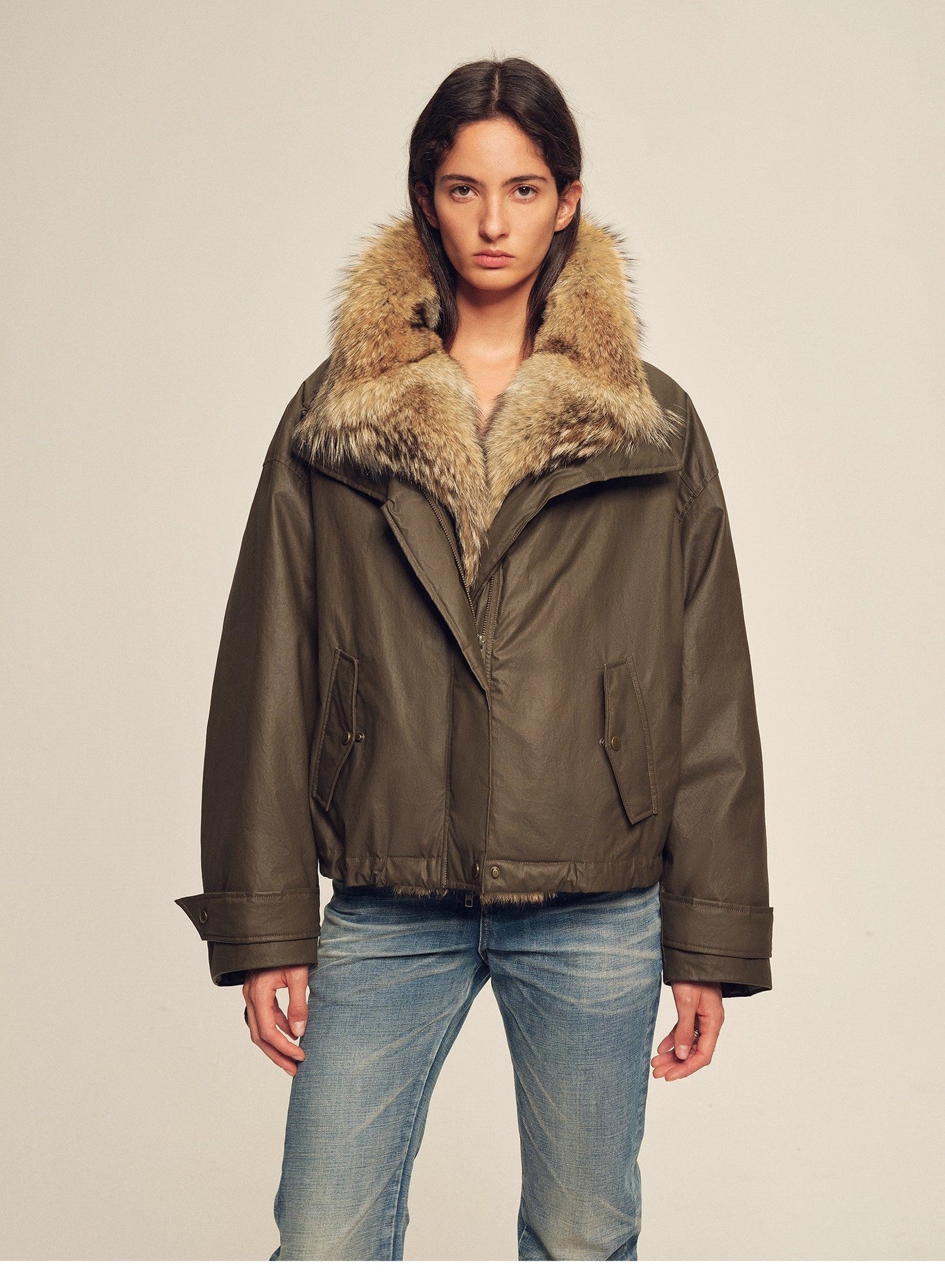 Firelady Fur Women's Down Fur Parka Coyote and Raccoon Fur Collar-“The Long Night Is Coming”